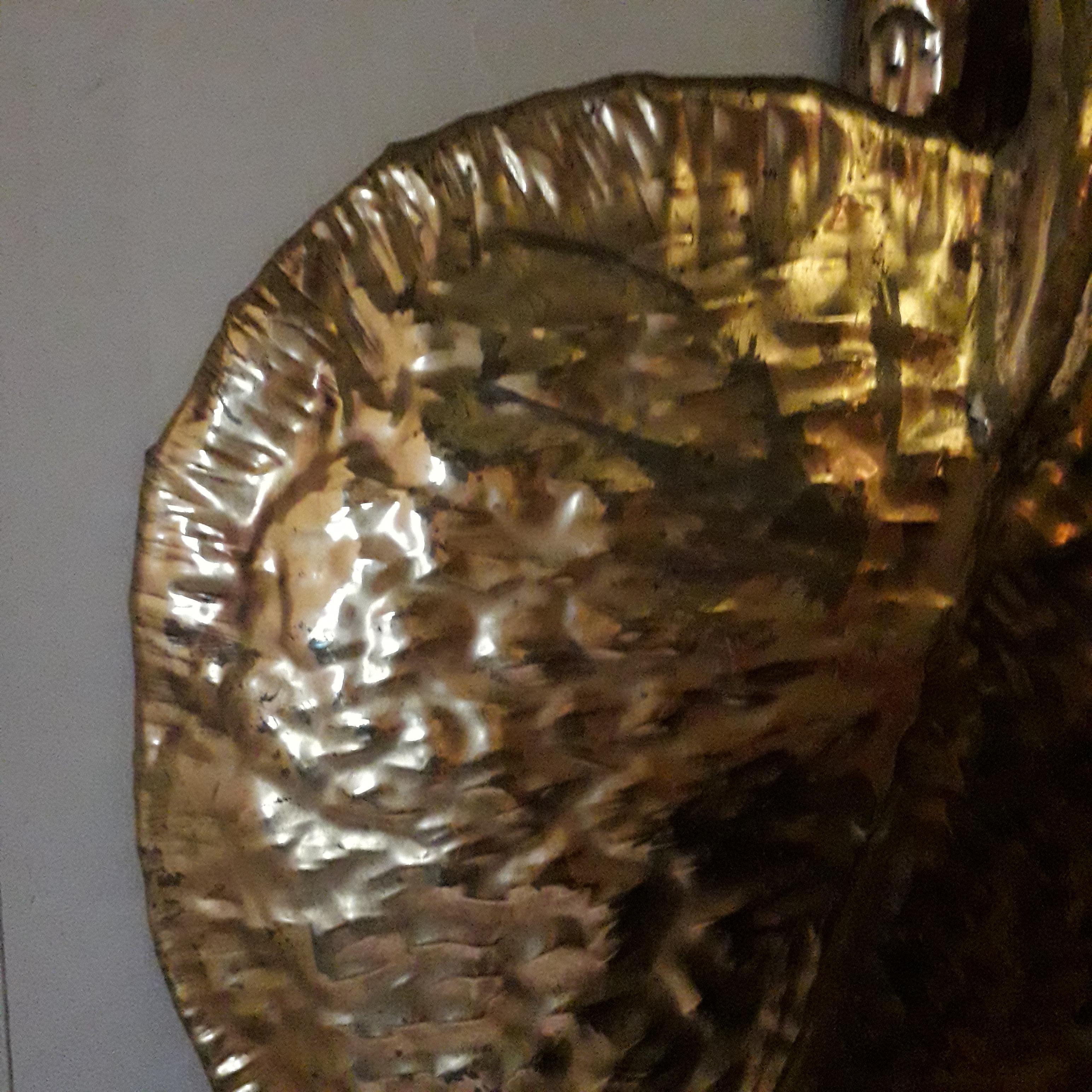 French 20th Century Brass Gold Leaf Gold Sconce For Sale