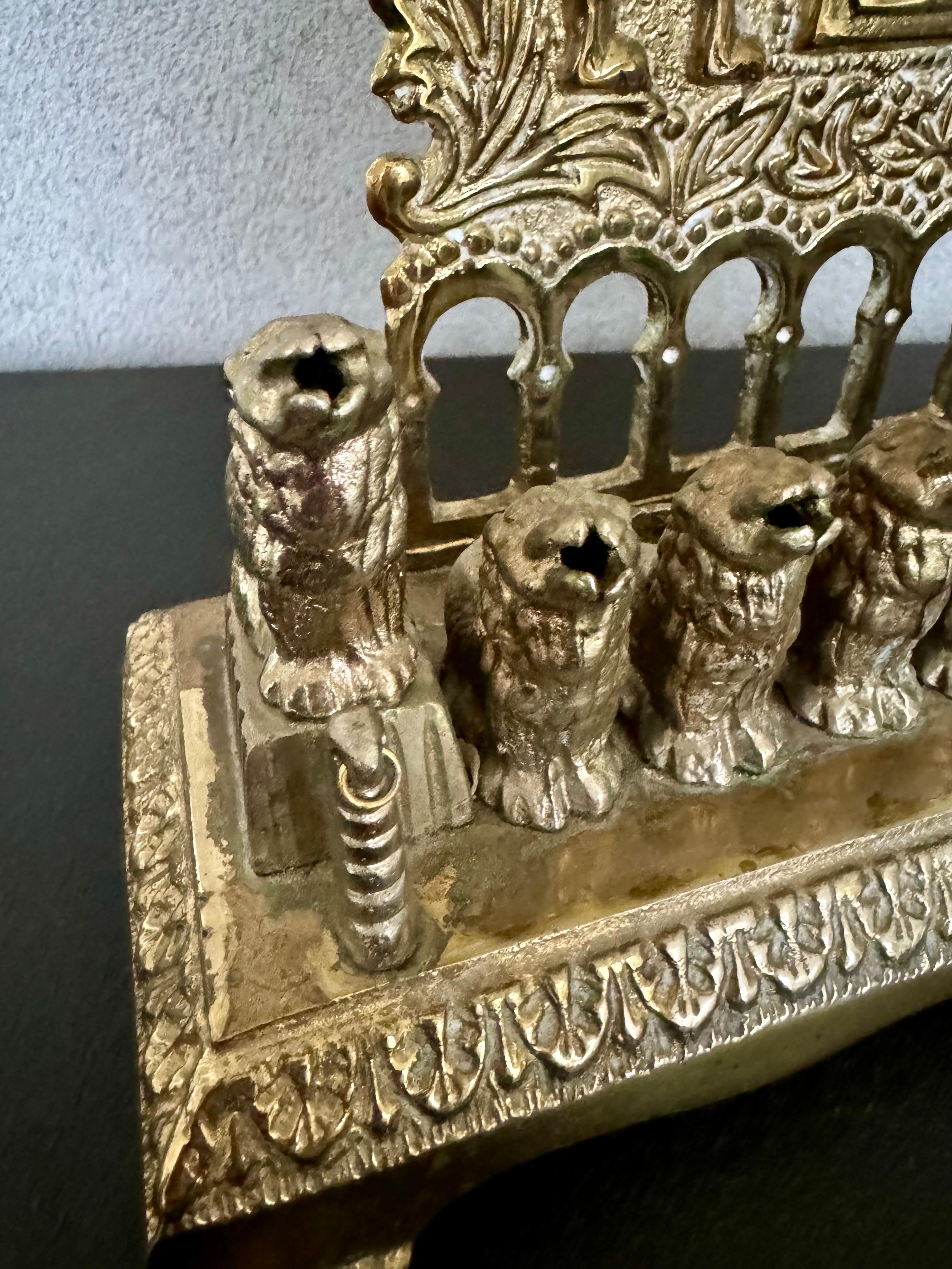 Unknown  20th century brass Hanukkah menorah, designed after a 19th century German one For Sale