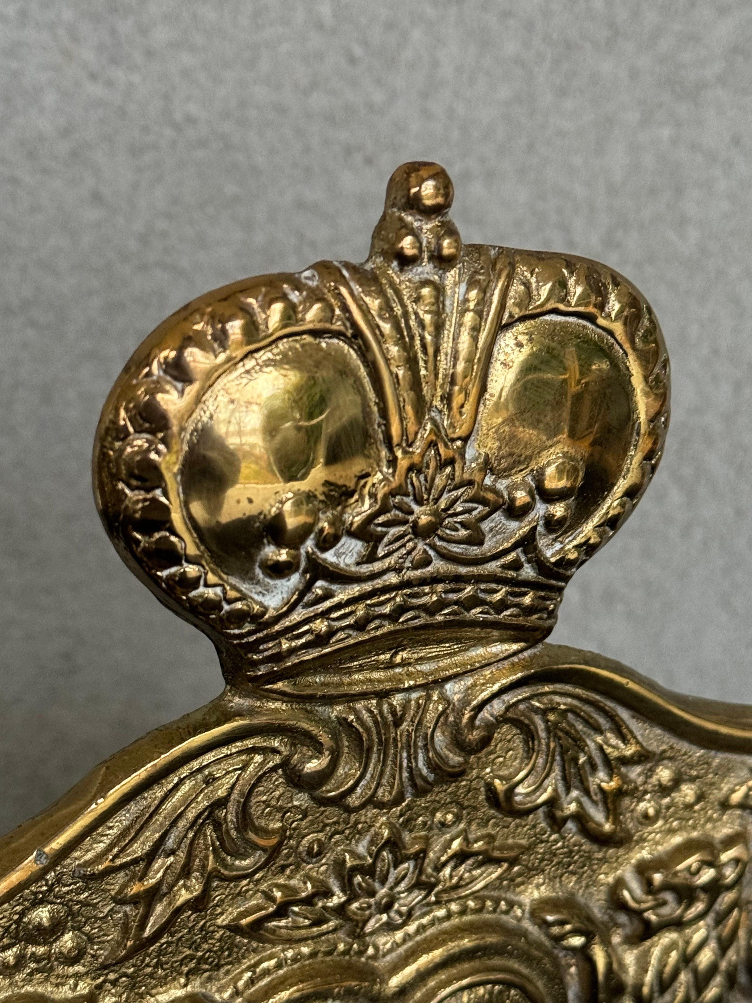 20th Century  20th century brass Hanukkah menorah, designed after a 19th century German one For Sale