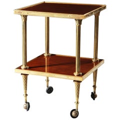 20th Century Brass & Mahogany Étagère or Trolley with Wheels, Maison Jansen