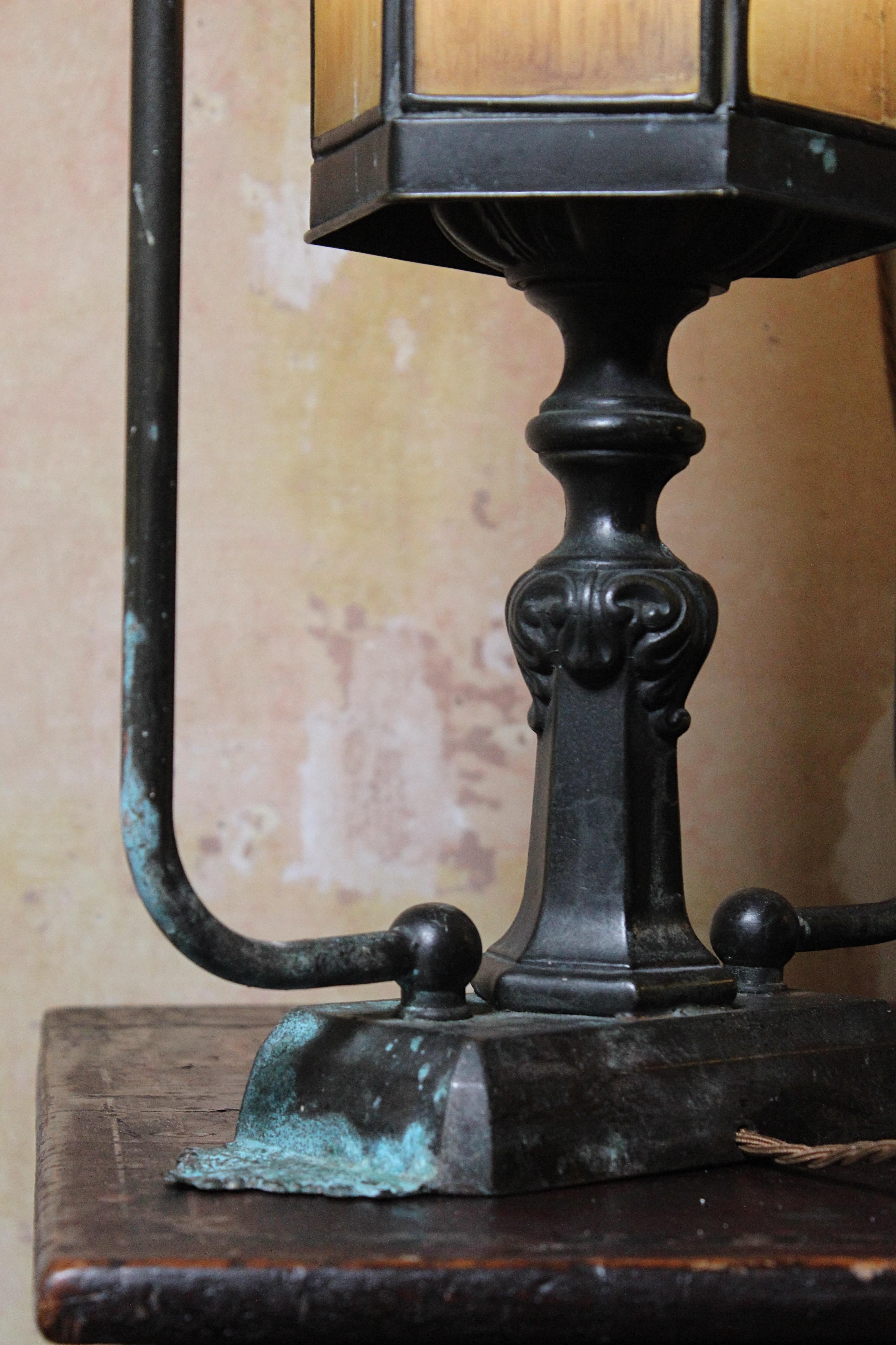 20th Century Brass & Marble Glass Wall, Ground, Pillar Bedside Library Lanterns 3
