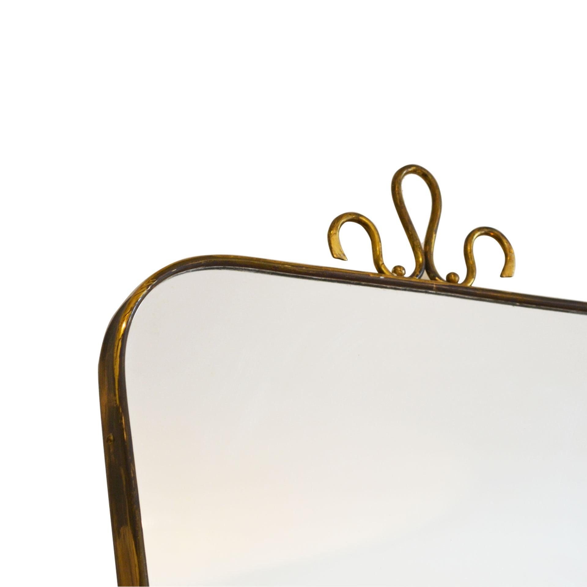 Mid-Century Modern 20th Century Brass Mirror in the Style of Gio Ponti