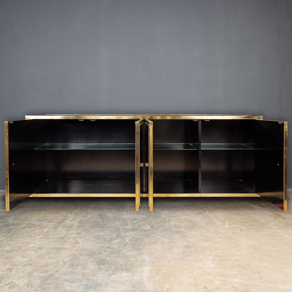 British 20th Century Brass & Mirrored Sideboard by Michel Pigneres, c.1970 For Sale