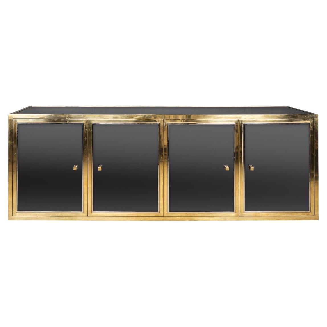 20th Century Brass & Mirrored Sideboard by Michel Pigneres, c.1970 For Sale