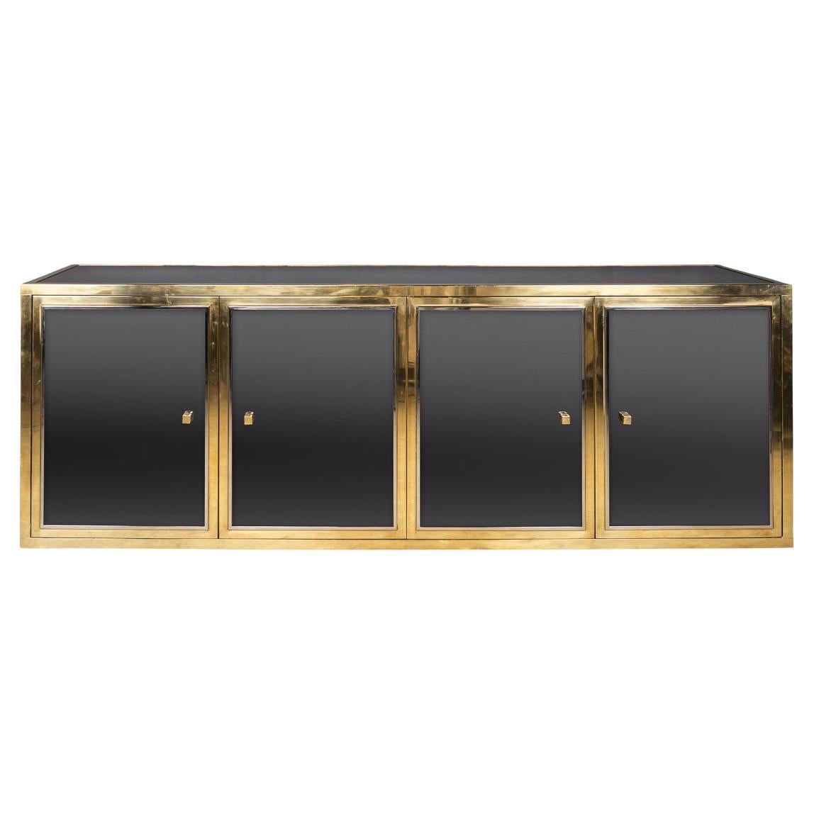 Verspiegeltes Sideboard aus Messing des 20. Jahrhunderts von Michel Pigneres, ca. 1970