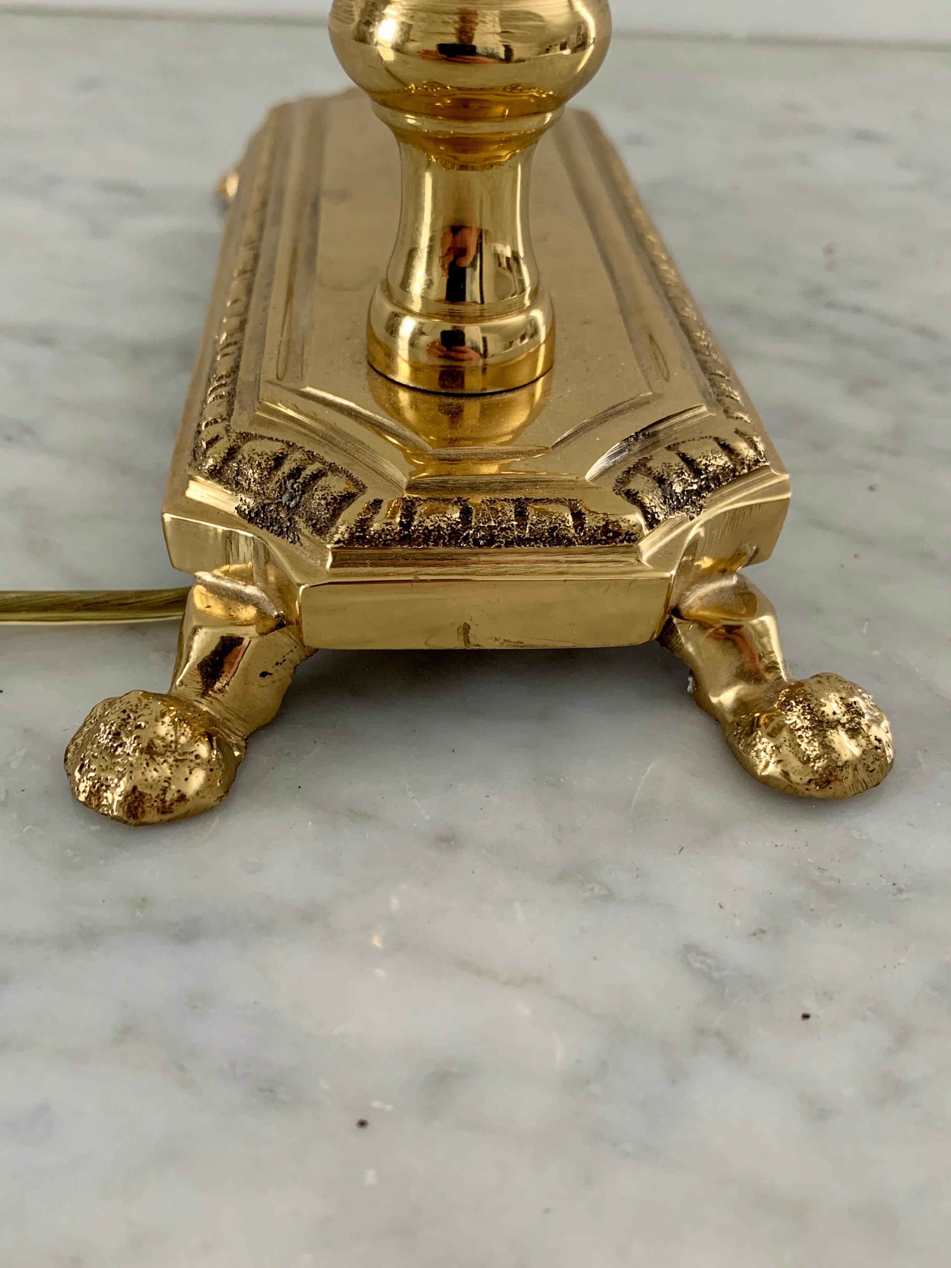 20th Century Brass Neoclassical Lamp with Paw Feet 2