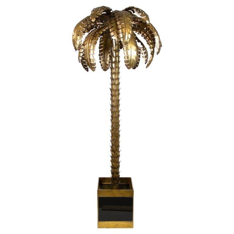 Français Lampadaire en laiton du 20e siècle Attribué à la Maison Jansen, FR ca. 1970 en vente