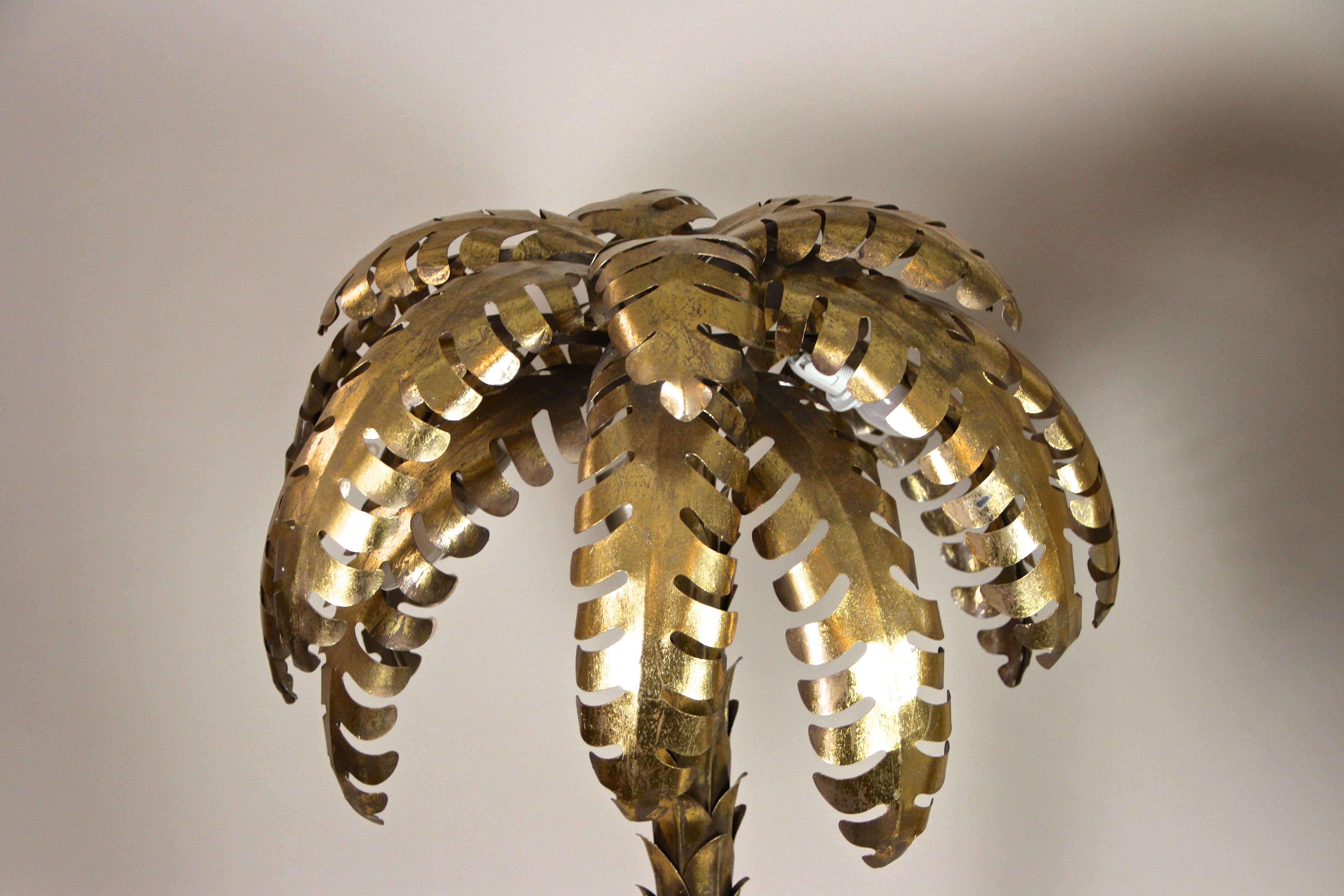 20th Century Brass Palm Tree Table Lamps Attributed to M.J, France ca. 1970 For Sale 12