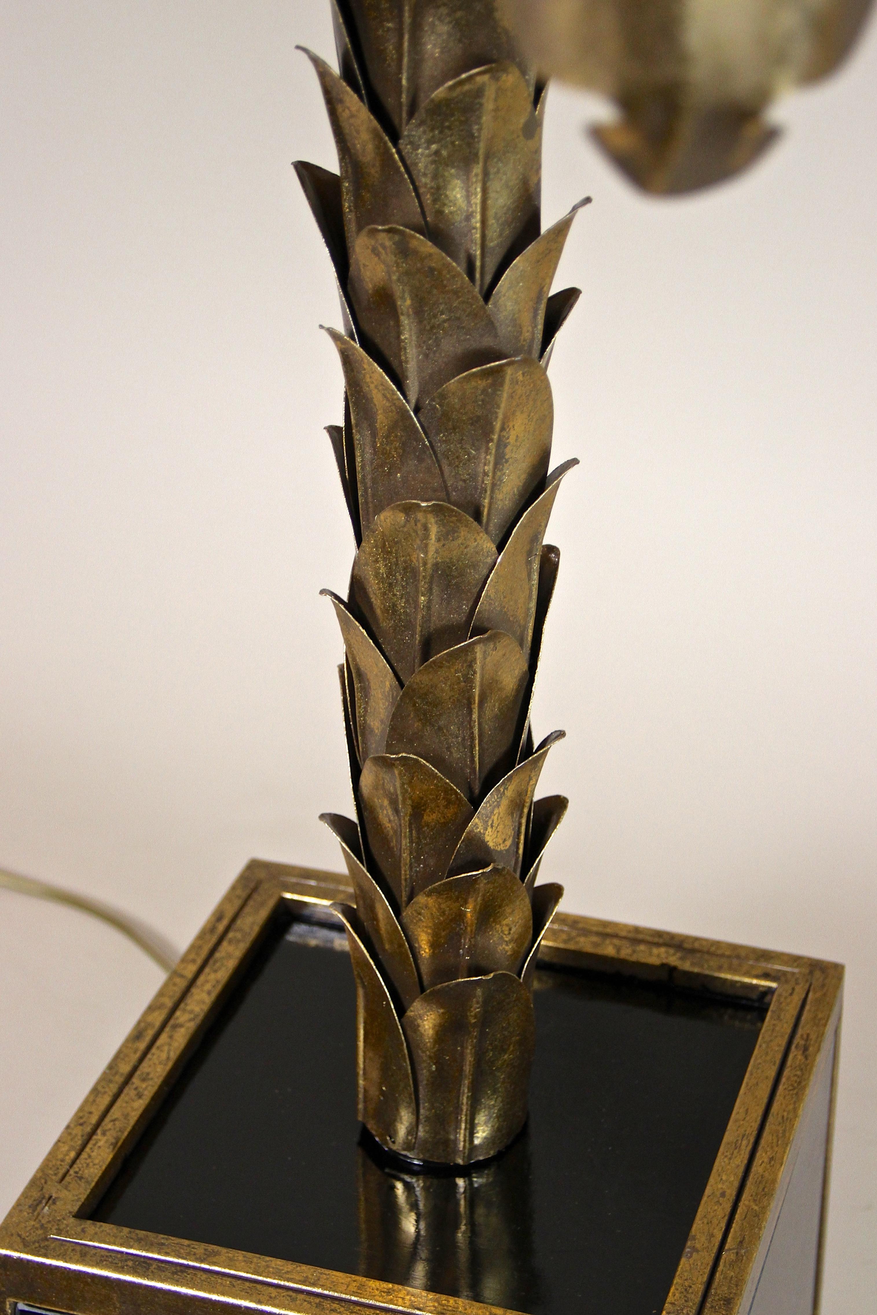 20th Century Brass Palm Tree Table Lamps Attributed to M.J, France ca. 1970 For Sale 2