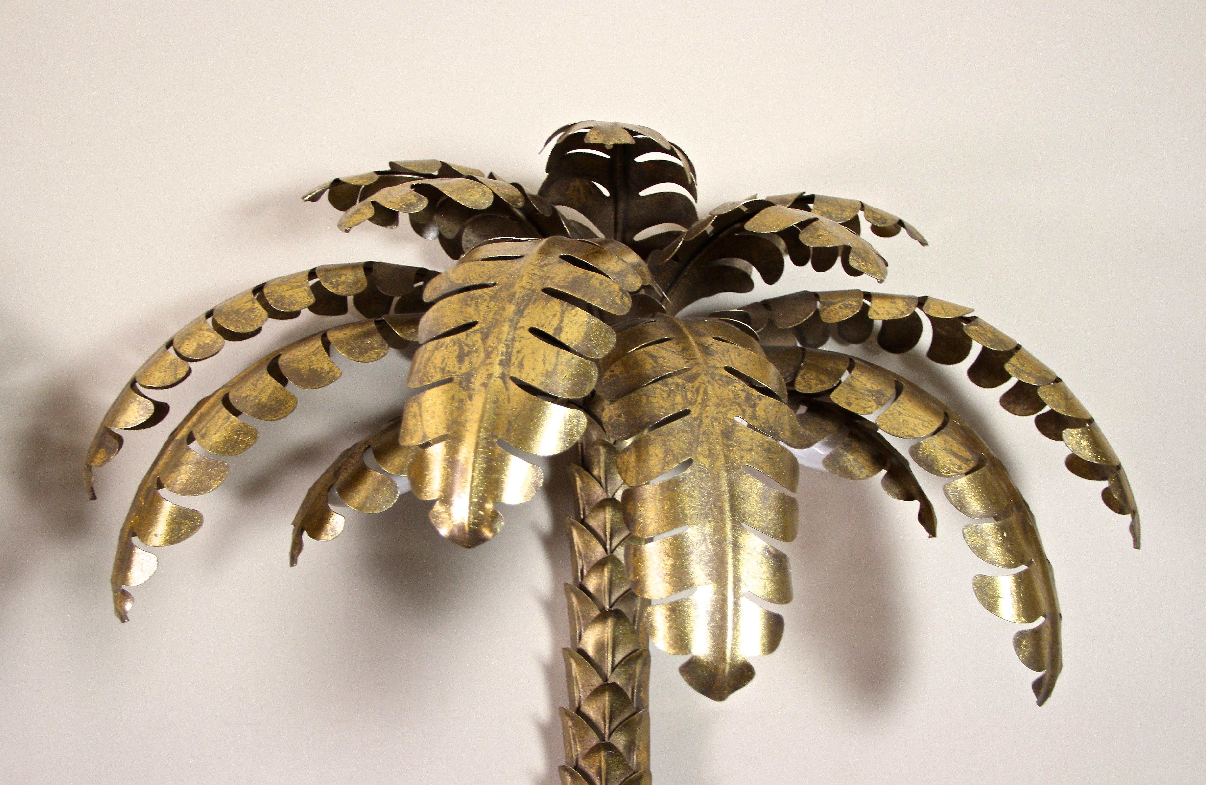 20th Century Brass Palm Wall Lights Attributed to M.J, France ca. 1970 5
