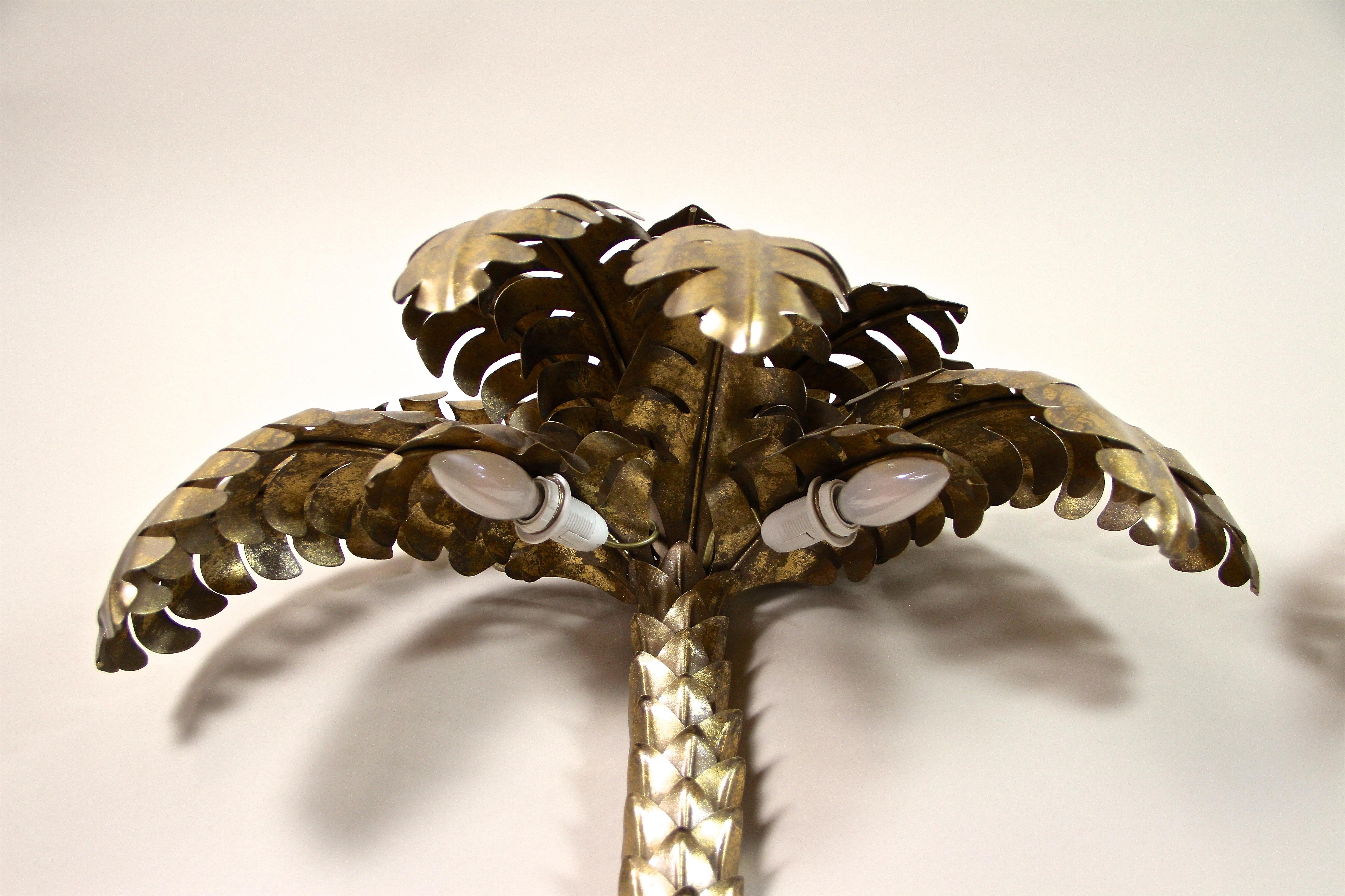 20th Century Brass Palm Wall Lights Attributed to M.J, France ca. 1970 7