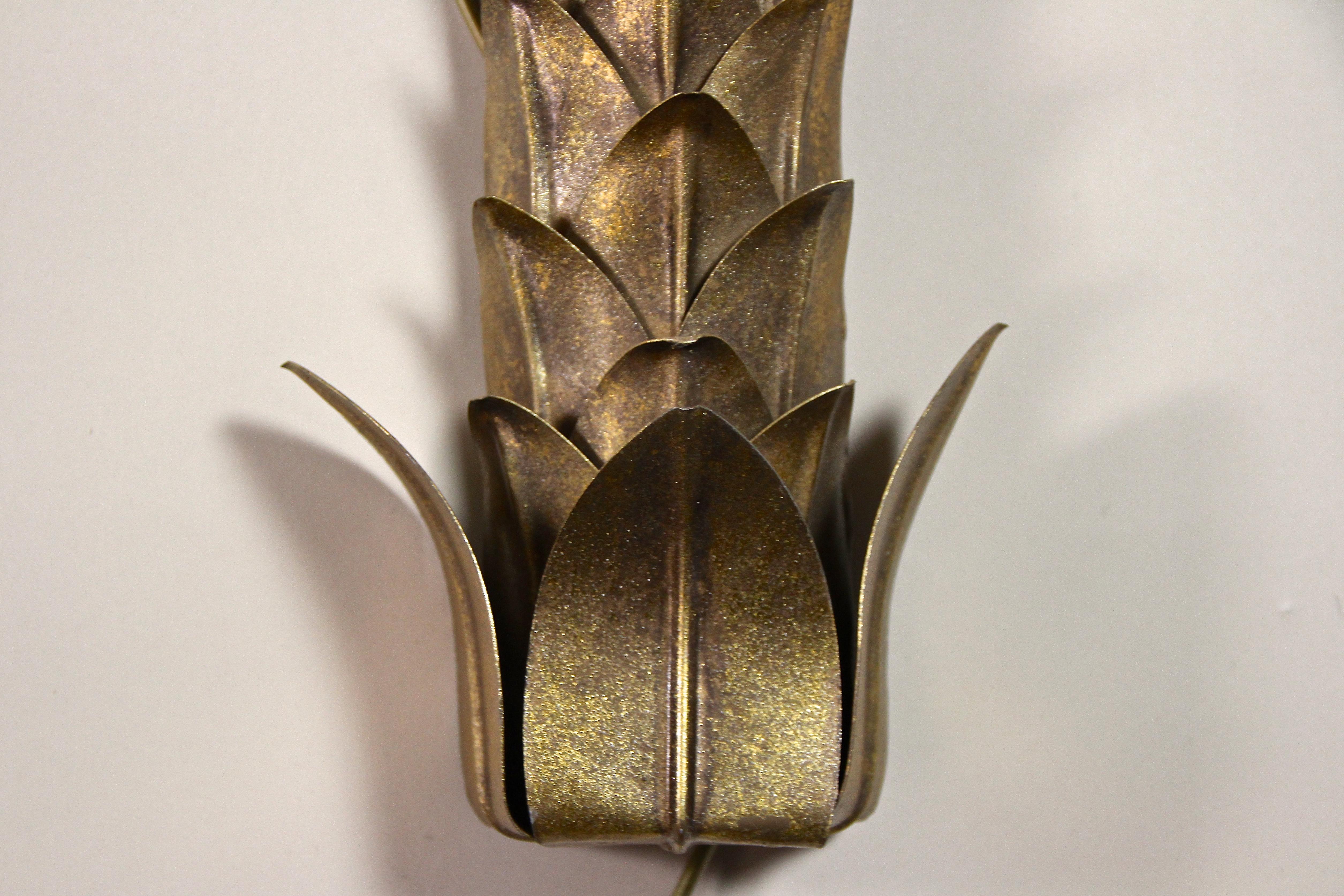 20th Century Brass Palm Wall Lights Attributed to M.J, France ca. 1970 8