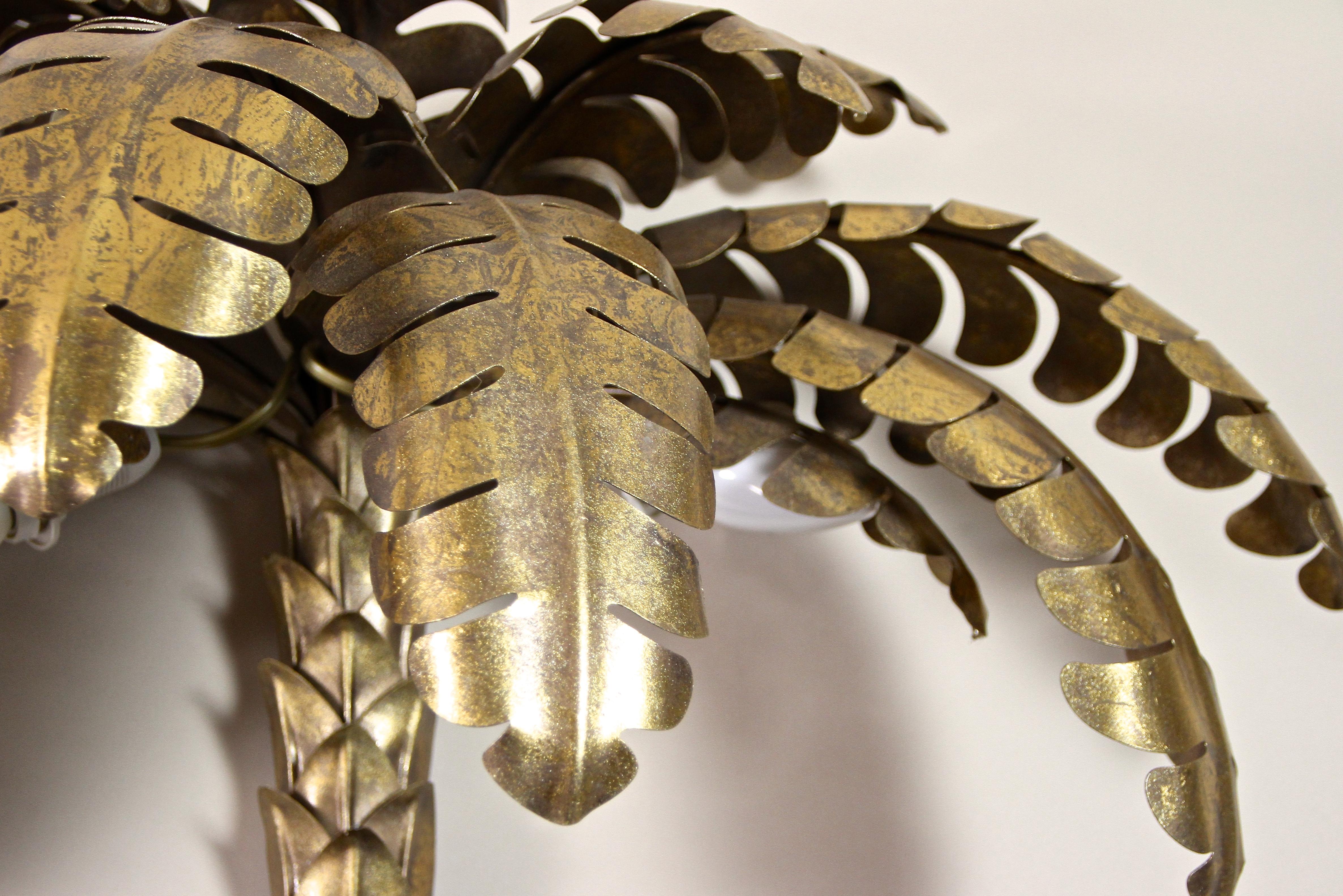 20th Century Brass Palm Wall Lights Attributed to M.J, France ca. 1970 9