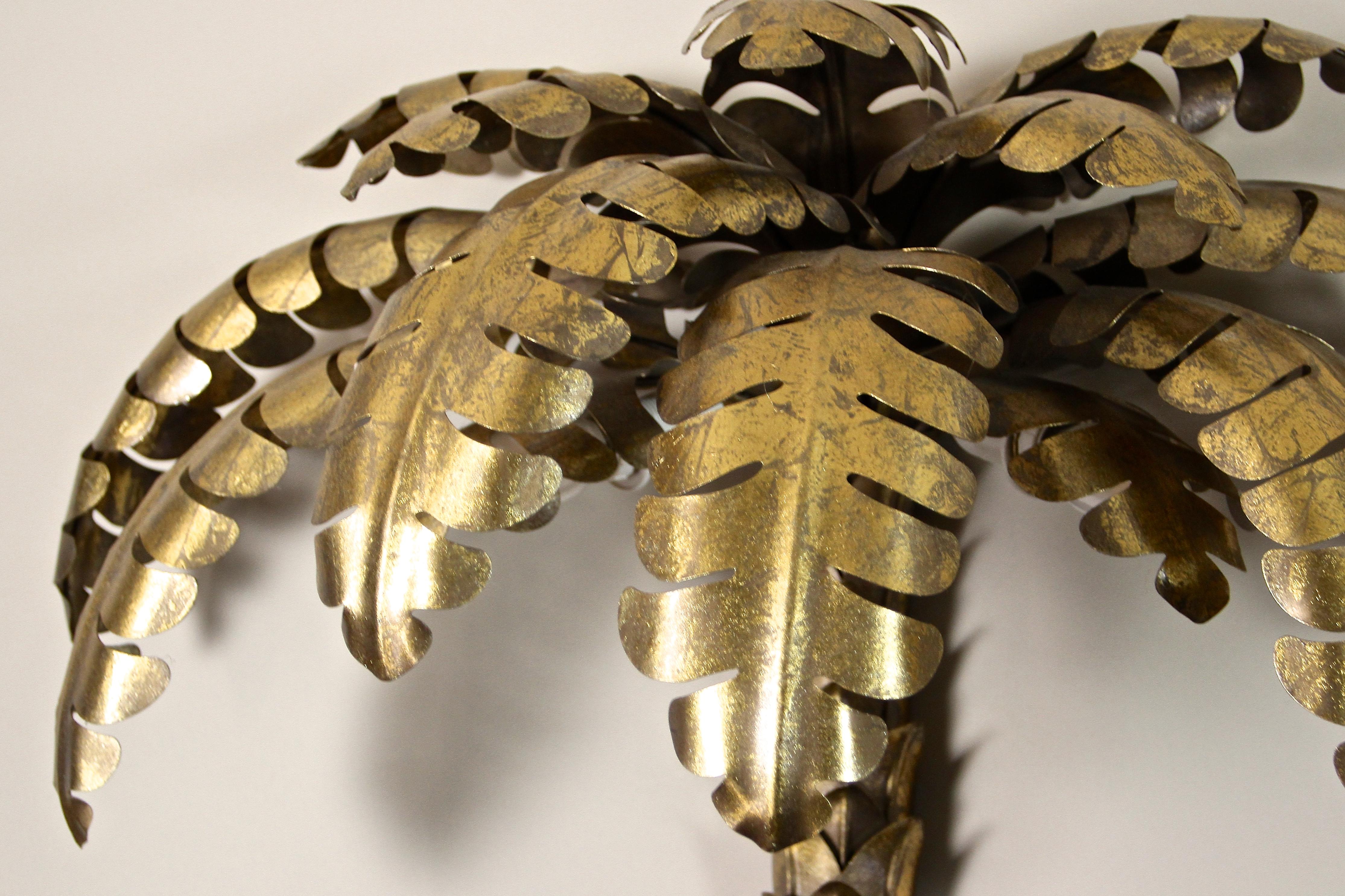 20th Century Brass Palm Wall Lights Attributed to M.J, France ca. 1970 10