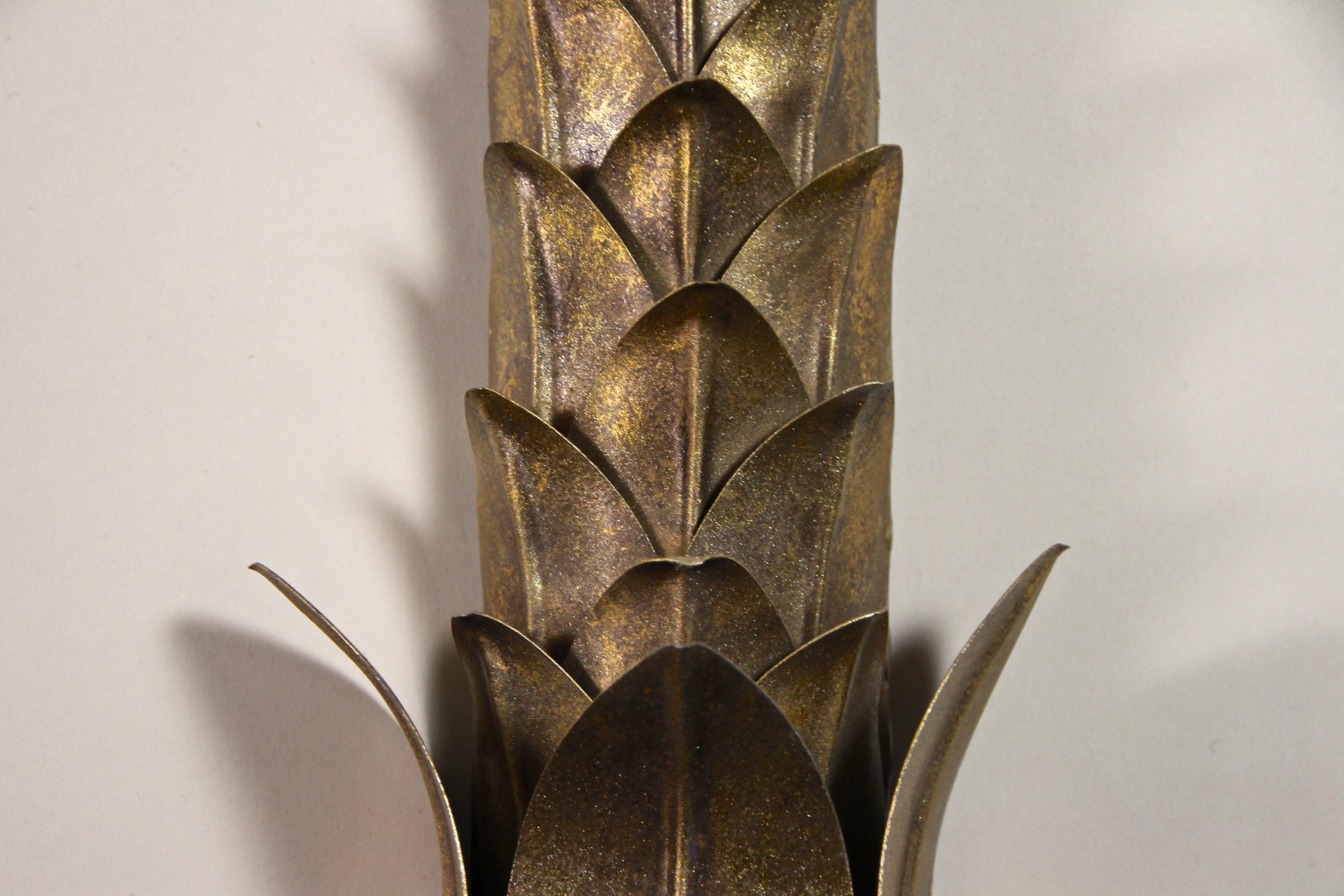 20th Century Brass Palm Wall Lights Attributed to M.J, France ca. 1970 11