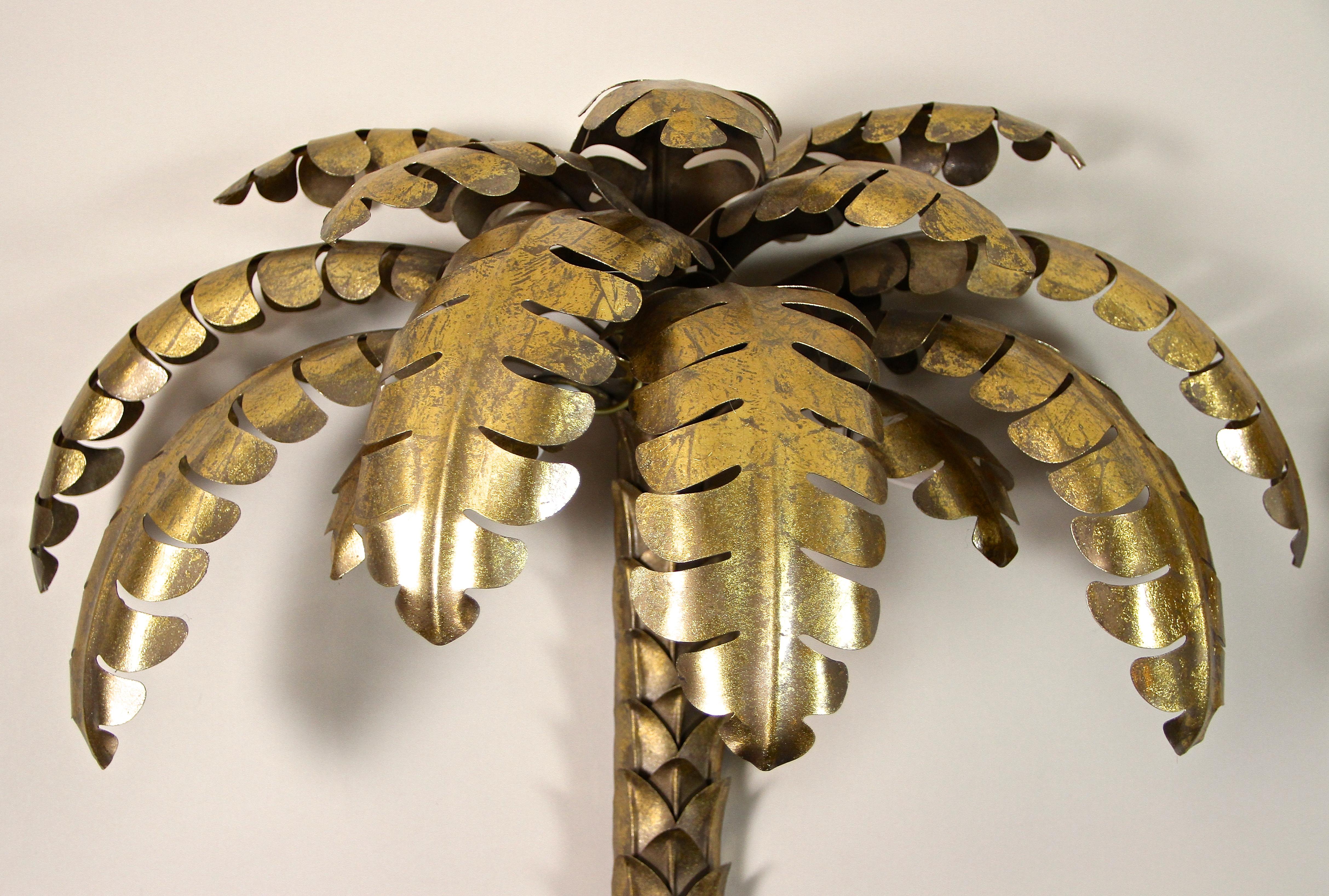 20th Century Brass Palm Wall Lights Attributed to M.J, France ca. 1970 1