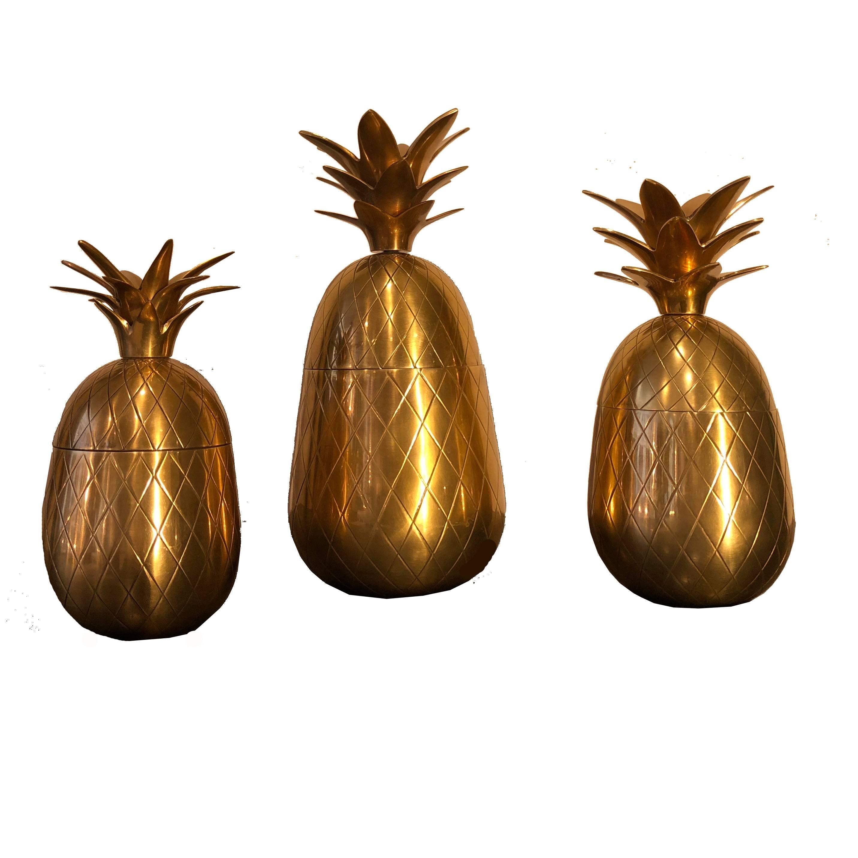 20th Century Brass Pineapple Ice Bucket Set 5