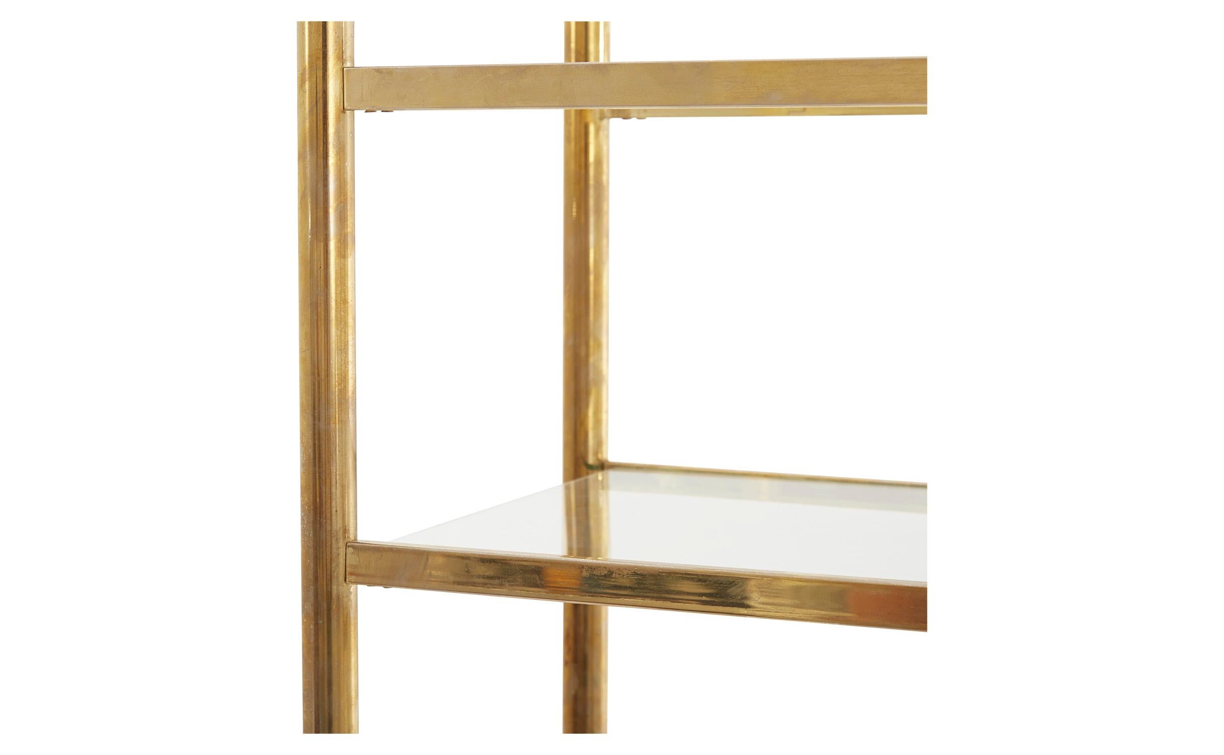 American 20th Century Brass Shelf with Original Glass Shelves