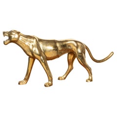 20th Century Brass Statue of a Prowling Panther, C.1970