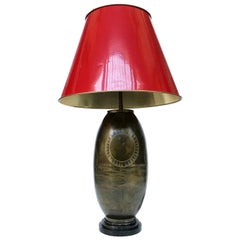 20th Century Brass Table Lamp with Atlas Design
