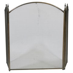 20th Century Brass Trifold Fire Screen in Antique Brass Finish