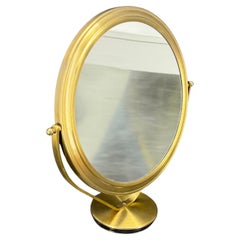 20. Jahrhundert Messing zweiseitigen Spiegel auf Lucite Base Stand