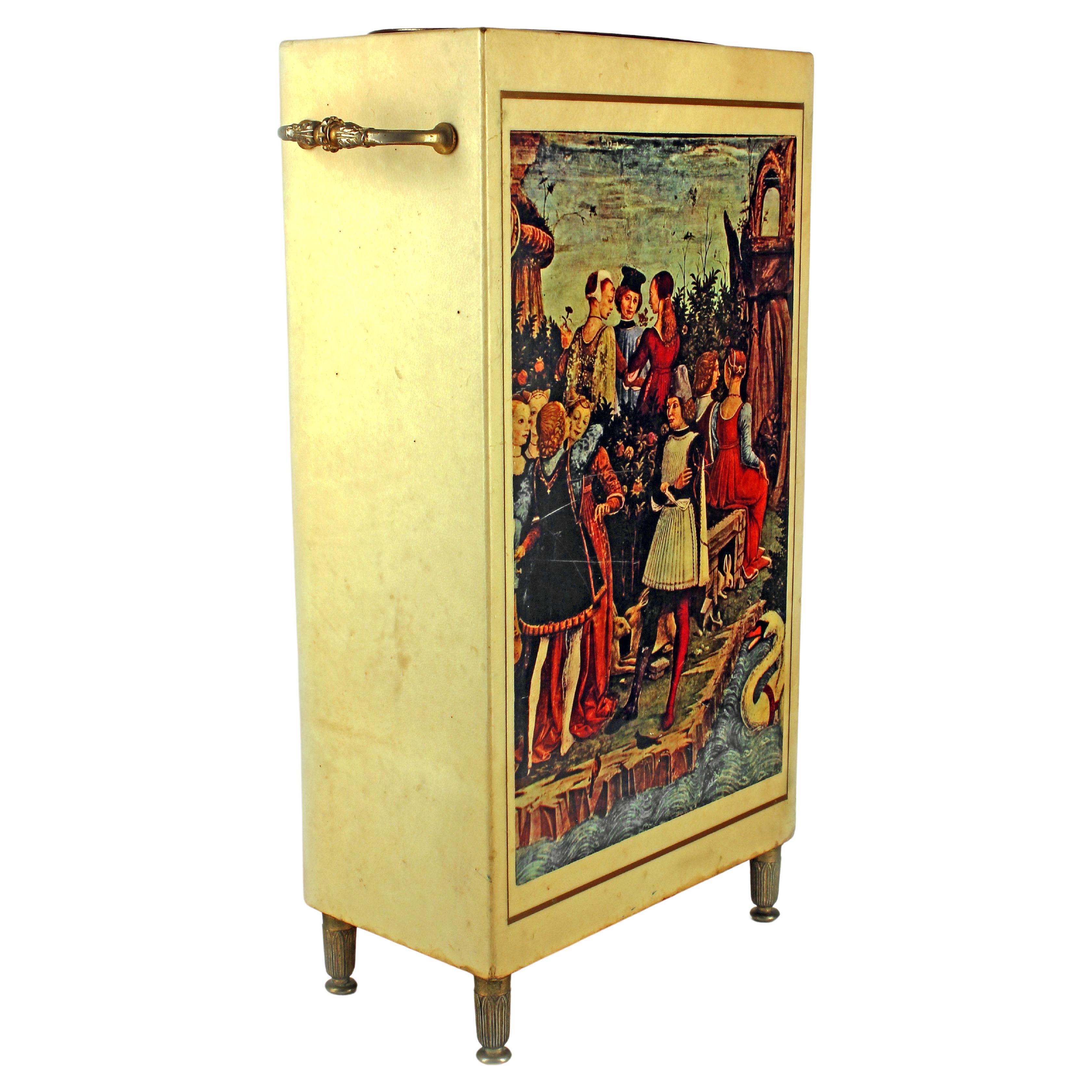 20th Century Brass Umbrella Stand Covered in Lacquered Goatskin by Aldo Tura For Sale