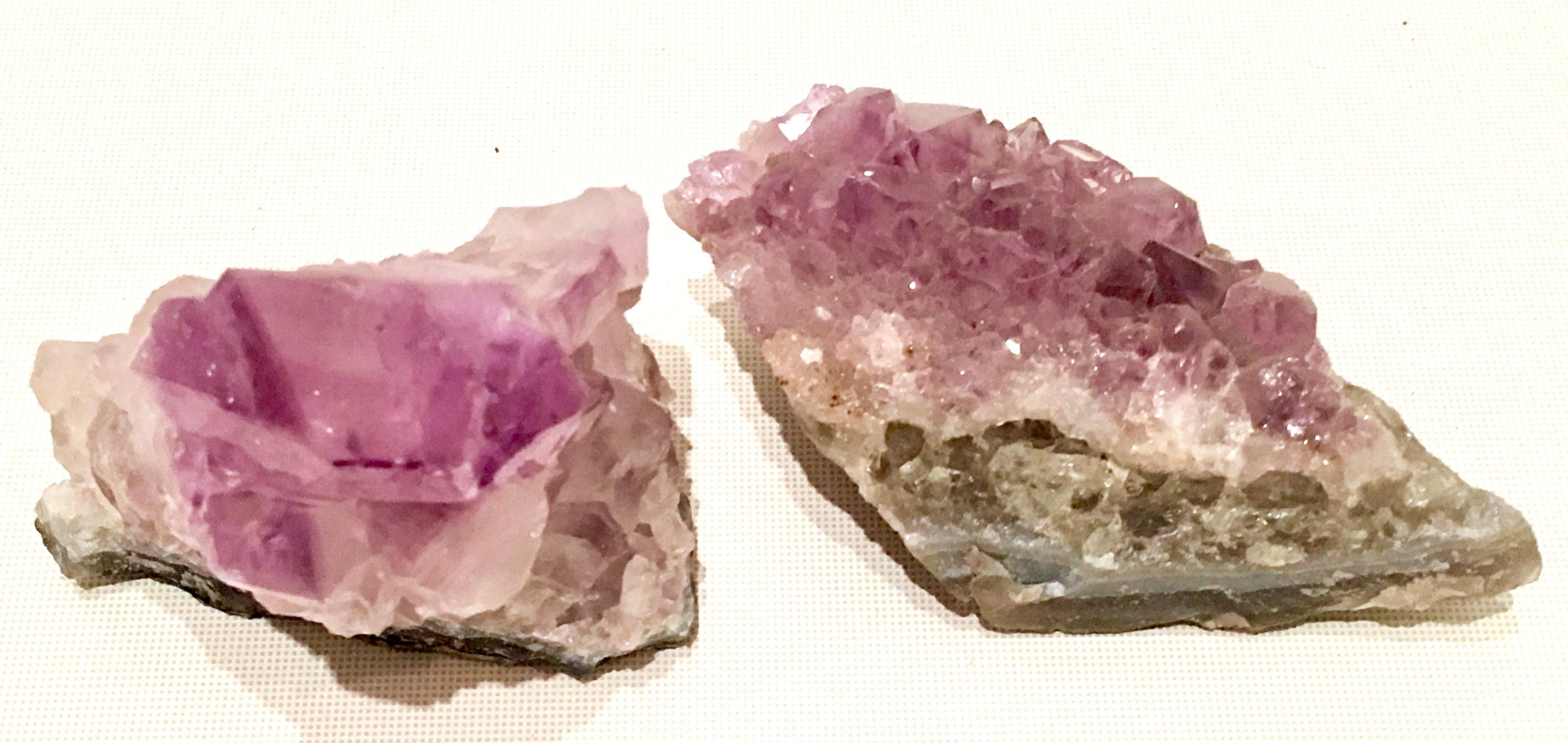 20th Century Brazilian Amethyst Geode Specimens, set of two. The taller piece measures, 3