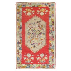 20th Century Bright Red Colorful Turkish Accent Rug