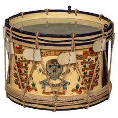 20. Jahrhundert Britische 17./21. Lancers Handbemalte Trommel ca. 1970