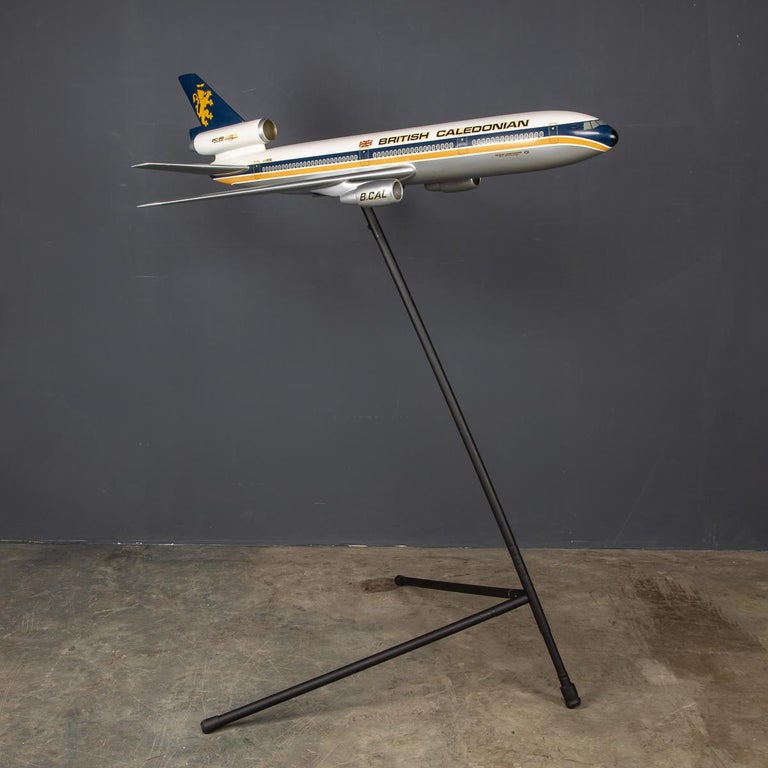 Stunning 20th century British Caledonian DC10 aircraft model, this wide body aircrafts became available for global travel in the early 1970's.

Condition
In good condition - just general wear.

Size
Depth: 108cm
Width (wingspan):