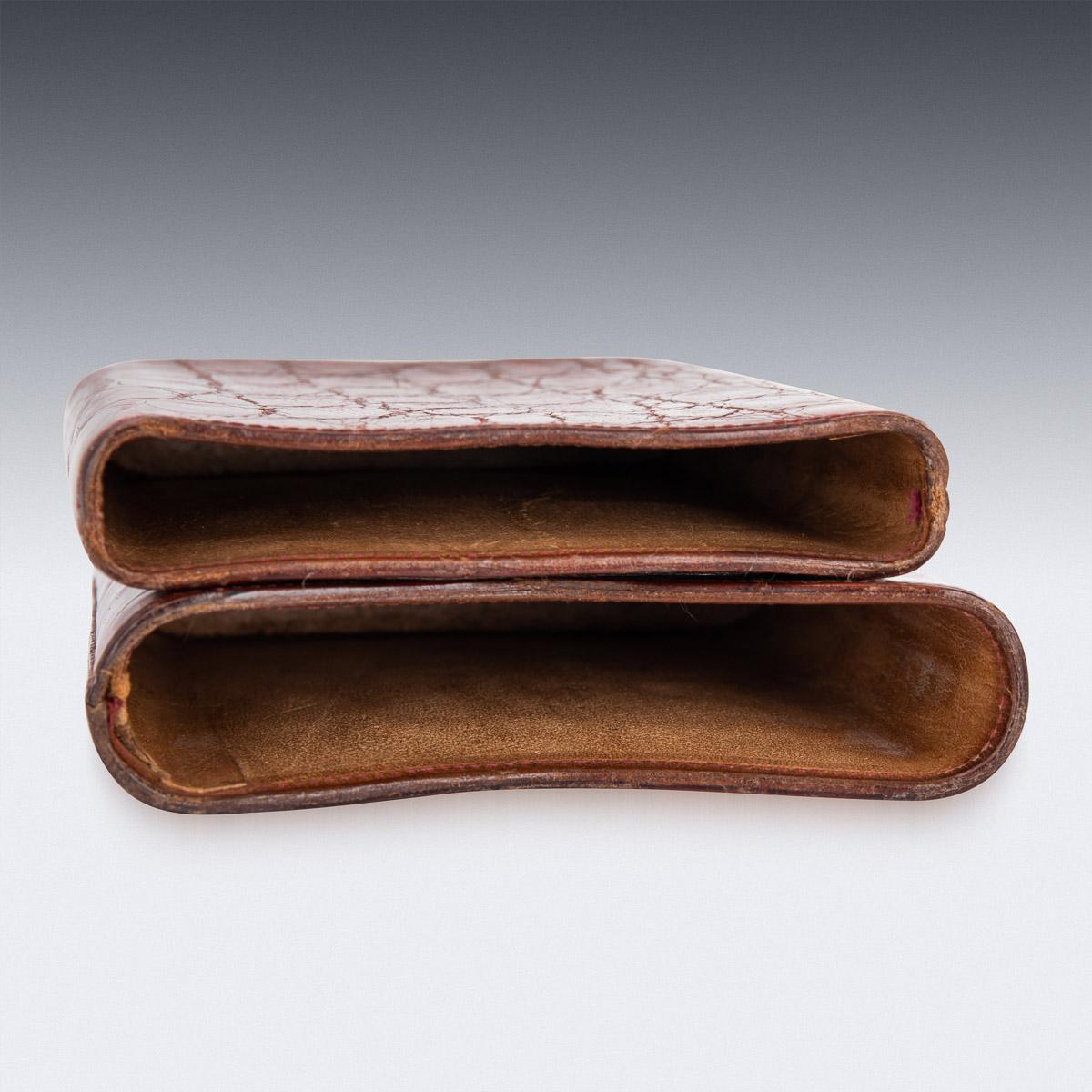 20th Century British Crocodile Leather Cigar Case, c. 1930 4
