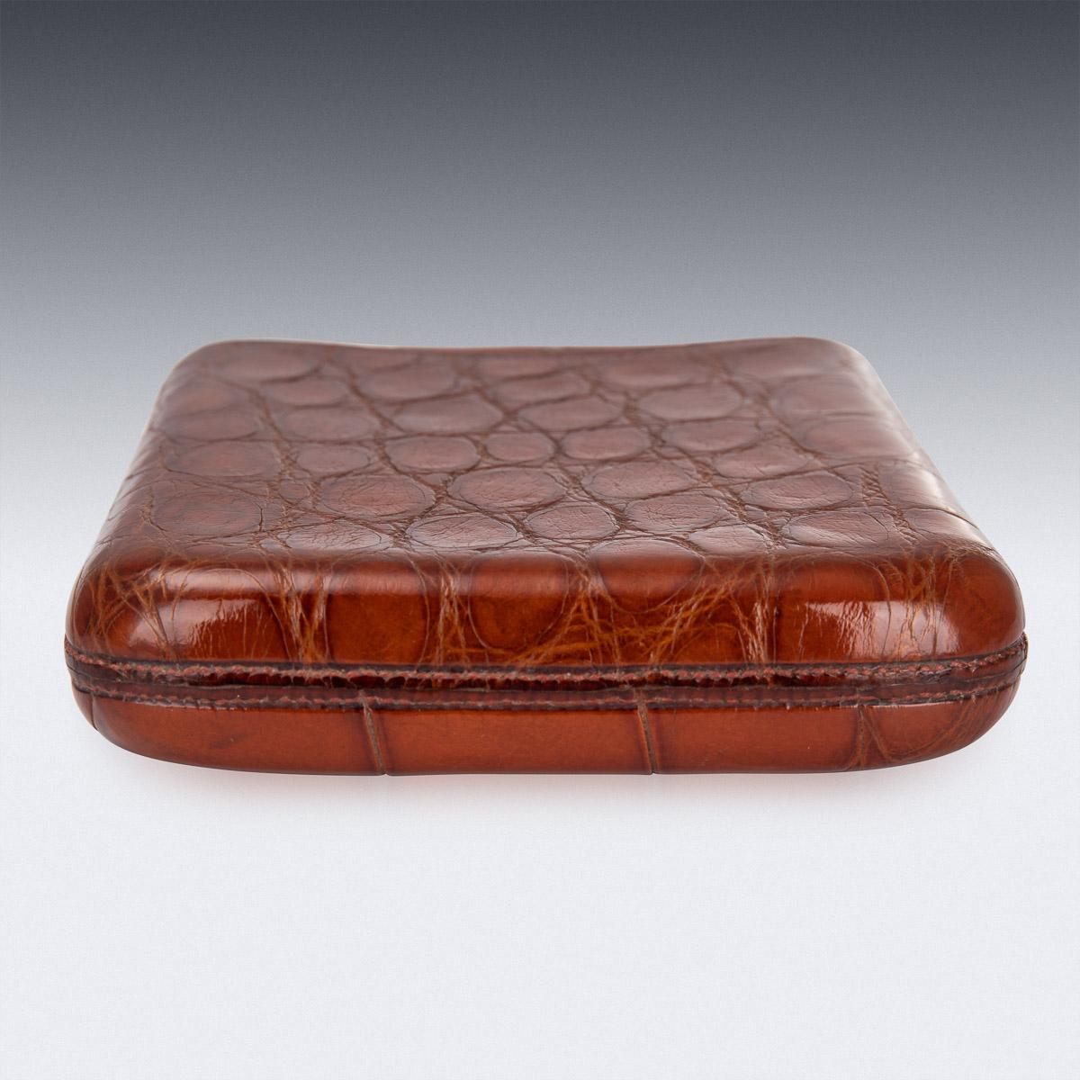 20th Century British Crocodile Leather Cigar Case, c. 1930 5