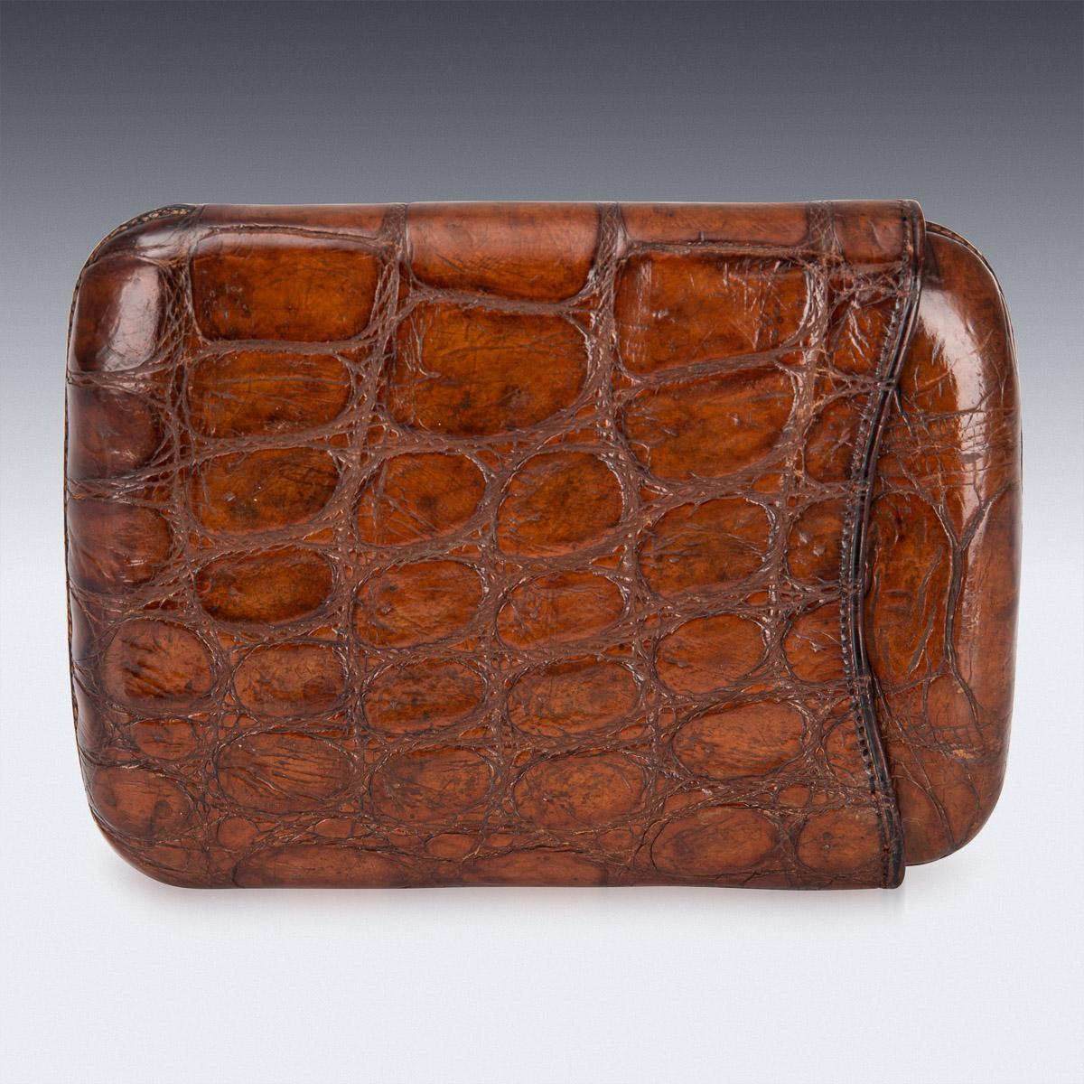 20th Century British Crocodile Leather Cigar Case, c.1930 In Good Condition In Royal Tunbridge Wells, Kent