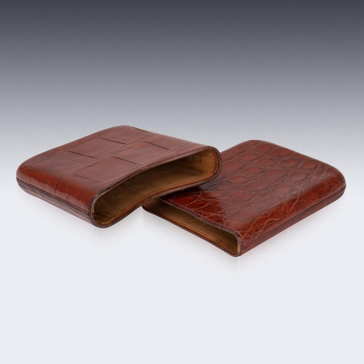 20th Century British Crocodile Leather Cigar Case, c. 1930 In Good Condition In Royal Tunbridge Wells, Kent