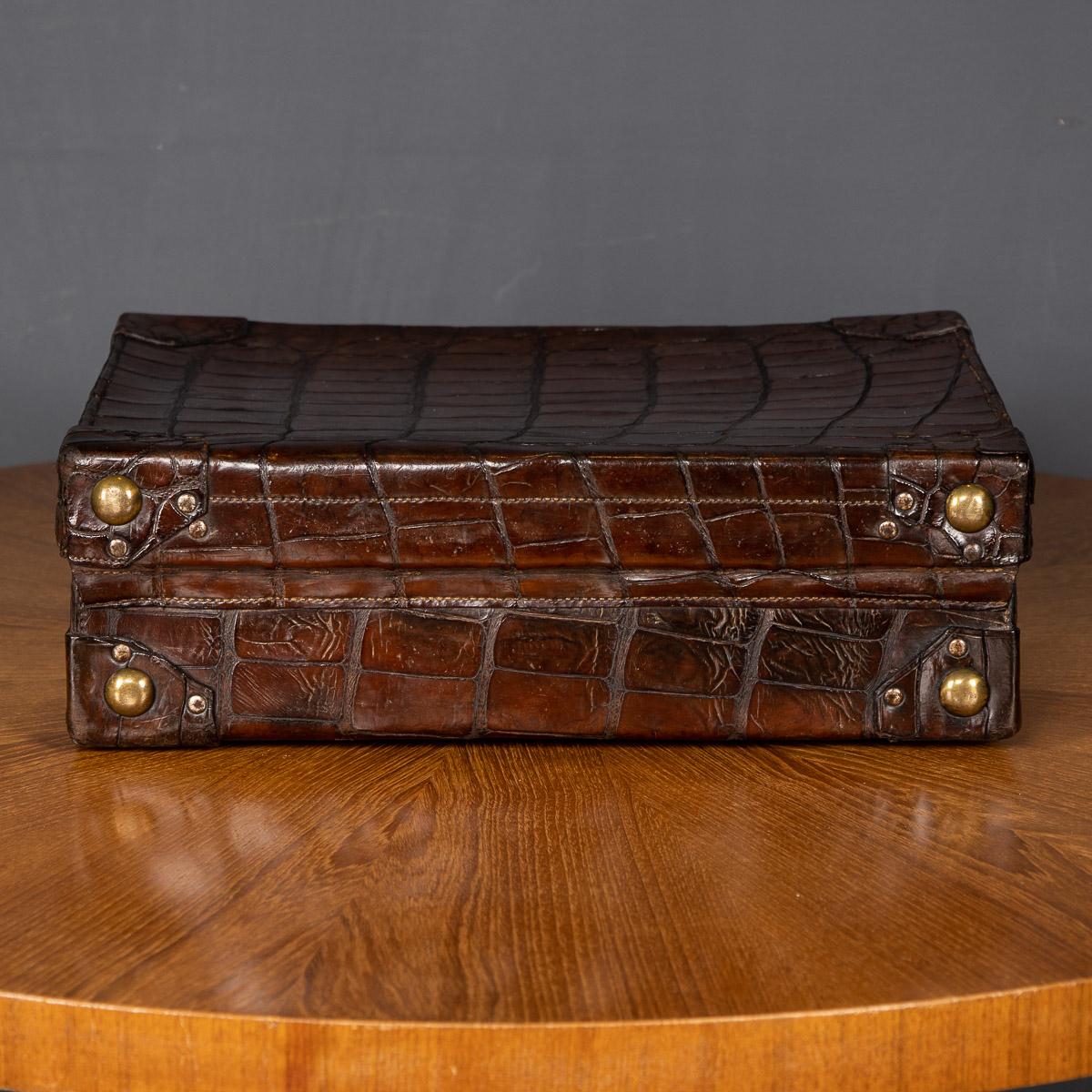 20th Century British Made Crocodile Travel Overnight Case, c.1900 2