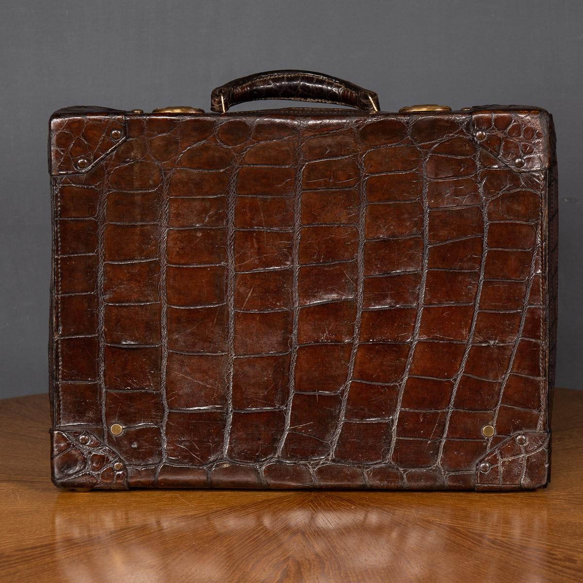 20th Century British Made Crocodile Travel Overnight Case, c.1900 4