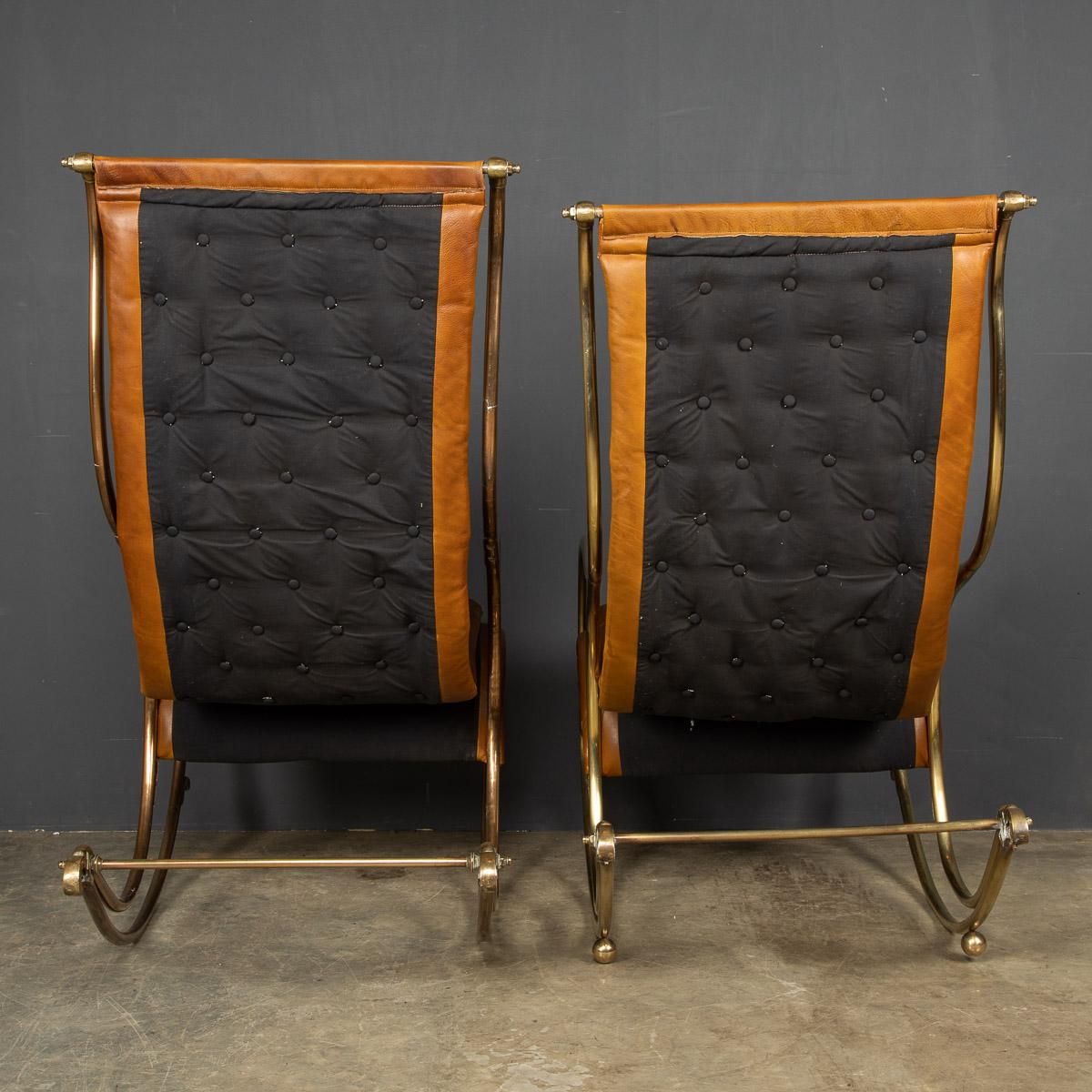 20th Century British Made Pair of Leather Rocking Chairs, c.1950 For Sale 1