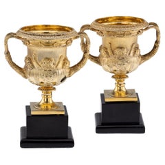 20th Century British Pair Of Solid Silver-Gilt Warwick Vases, Asprey c.1914