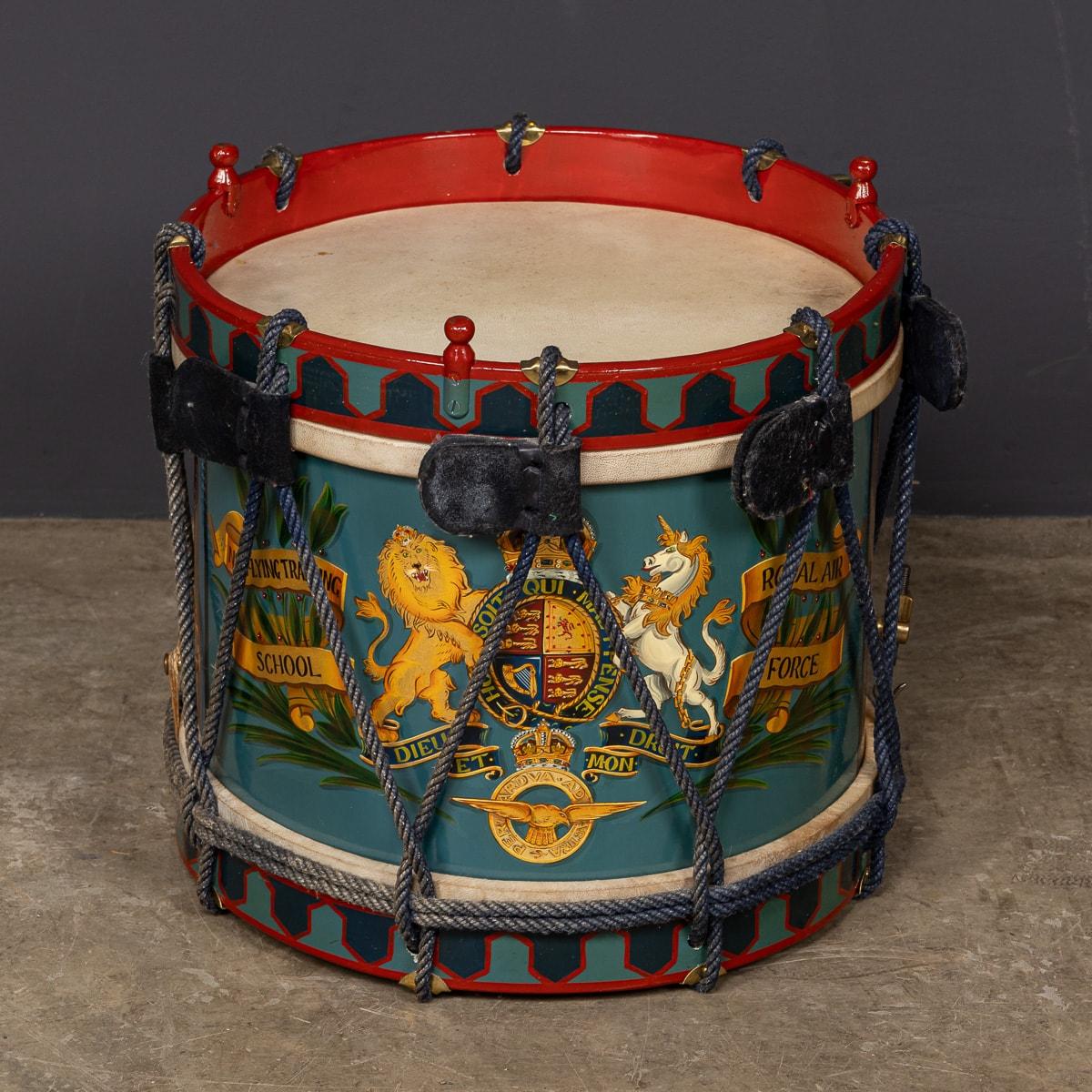 A well preserved 20th Century hand painted drum from the band of the flying training school of the Royal Air Force. Complete with the infamous motto 