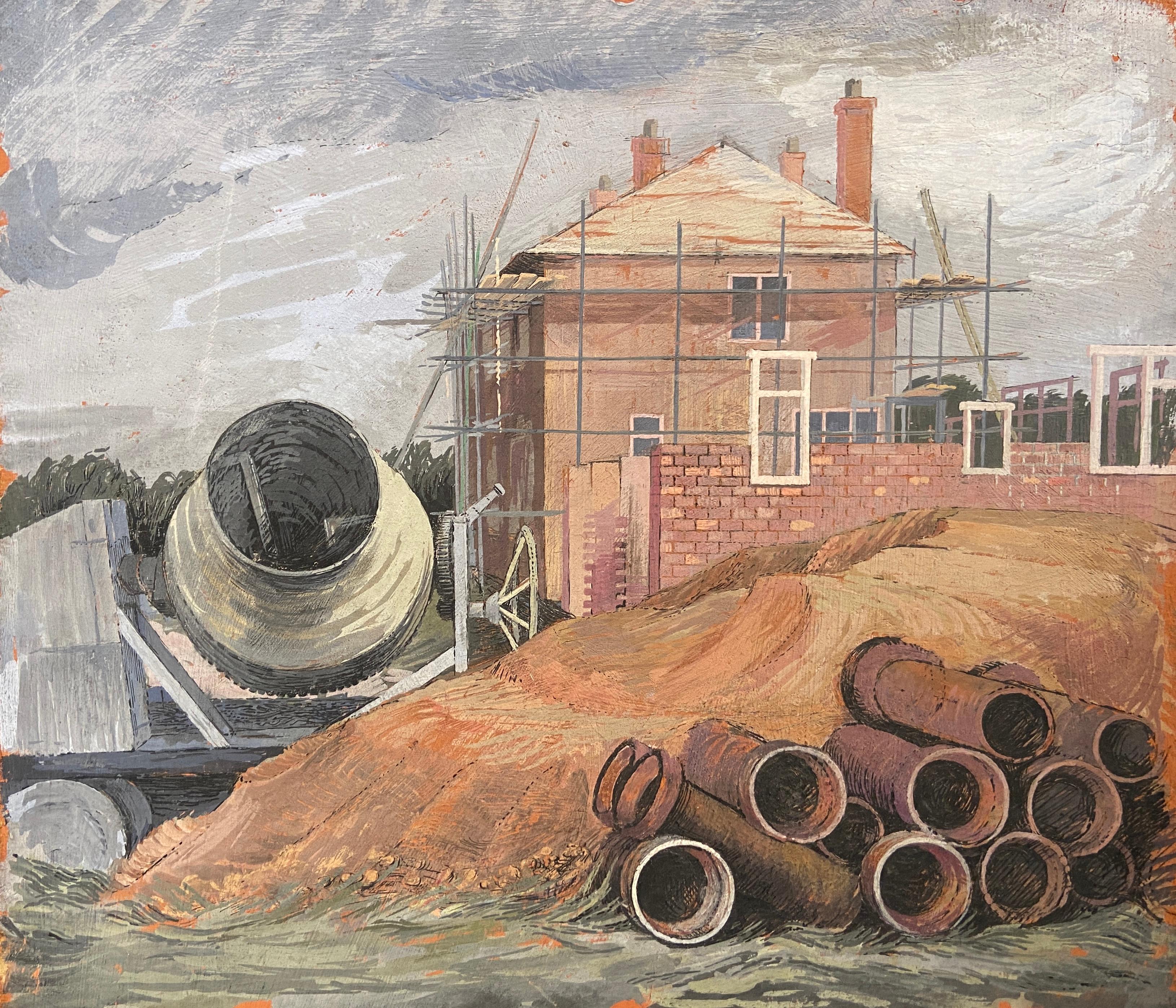20th Century British School Landscape Painting - Founded on Sand, Gouache and Ink Artwork, British School Mid-20th Century