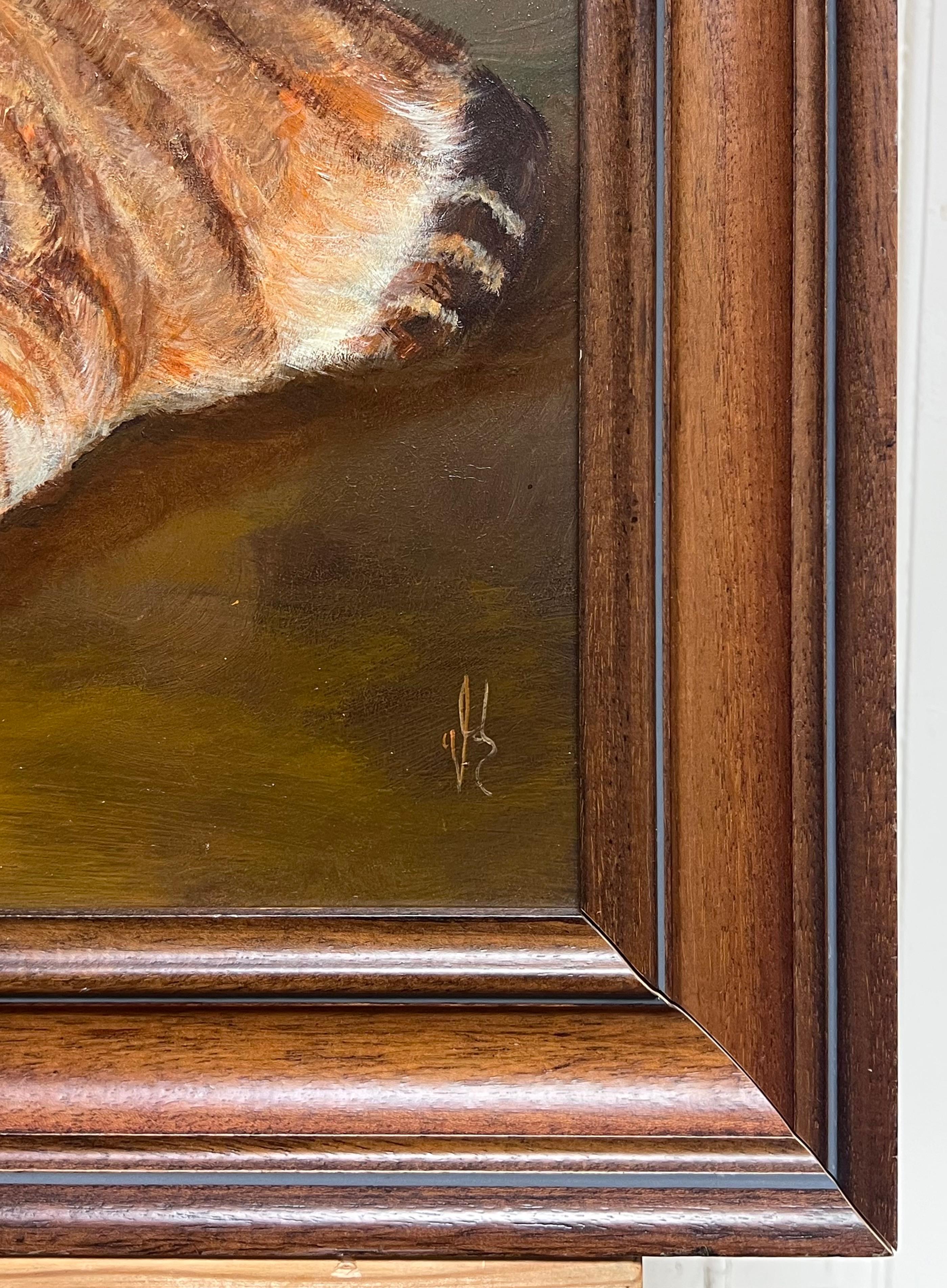 Ginger e gatti bianchi Pittura ad olio originale britannica firmata Amici felini in vendita 4