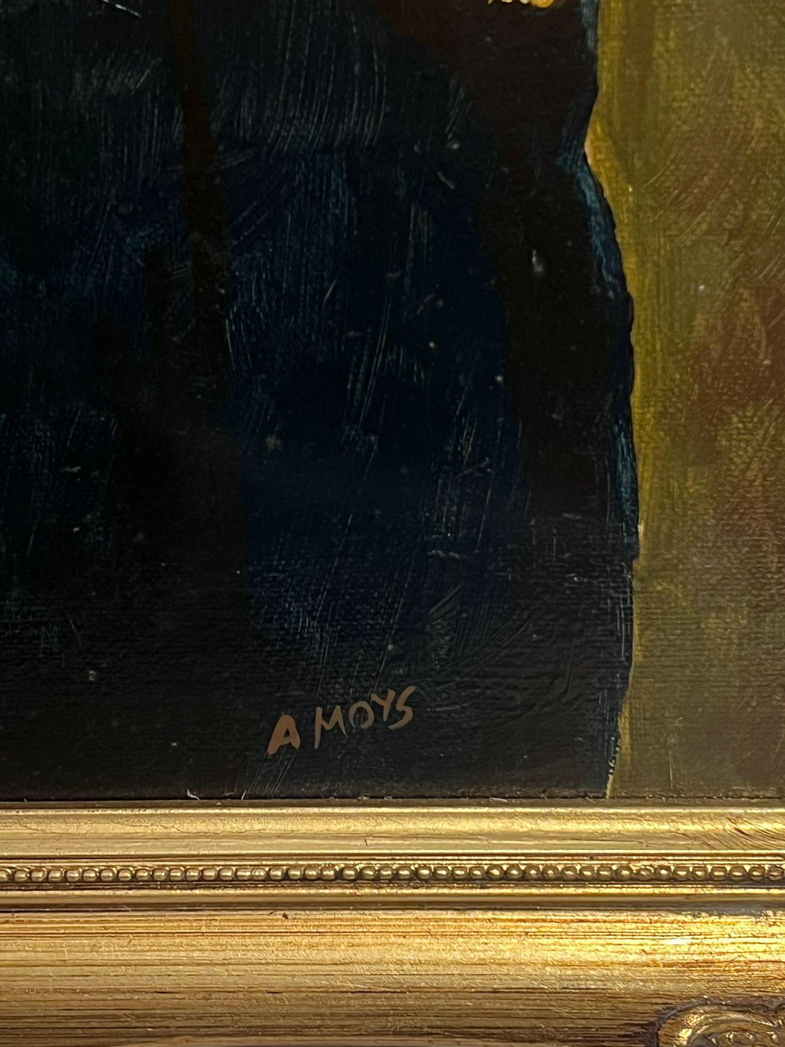 Ritratto del Capitano Hardy di Lord Nelson Famed Ritratto navale britannico firmato - Portrait Painting Nero di 20th Century British School