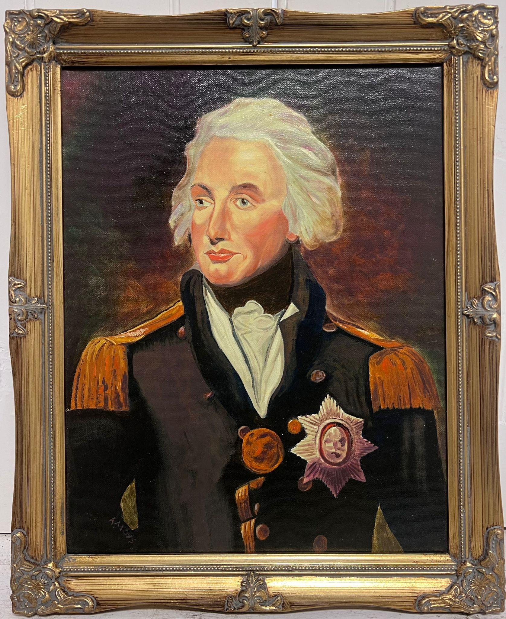 Vizeadmiral Lord Nelson Signiertes britisches Ölgemälde auf Leinwand im Angebot 3