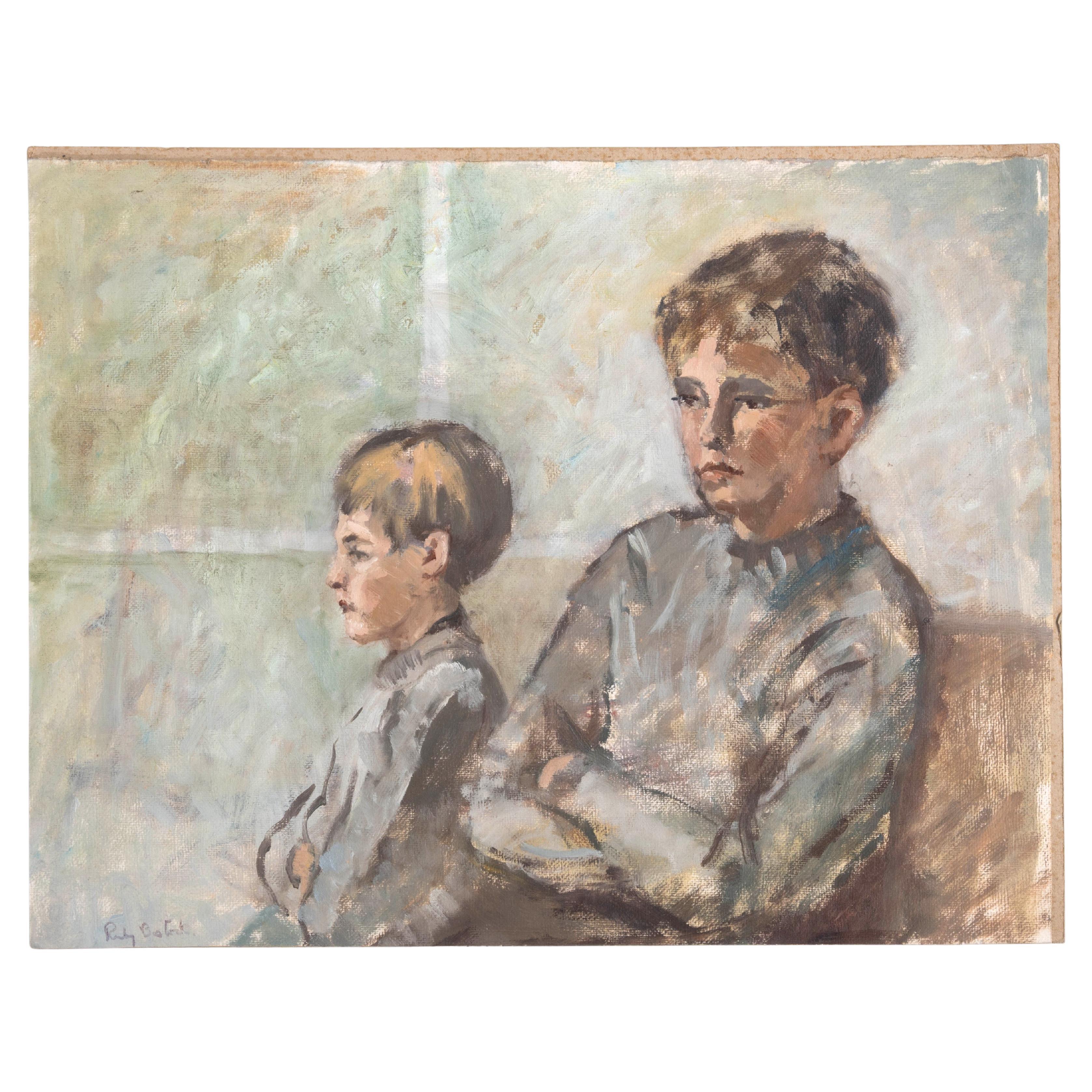 20th Century British School Portrait By Ruby Bostock C.1980 For Sale