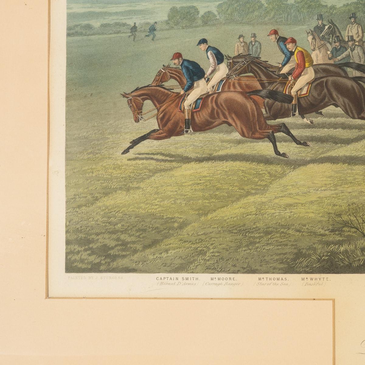 Wood 20th Century British Set of Color Horse Racing Etchings, John Sturgess, C.1900
