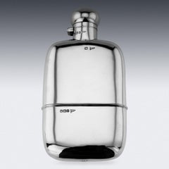 20th Century British Silver Hip Flask & Cup, Walker & Hall, c.1915