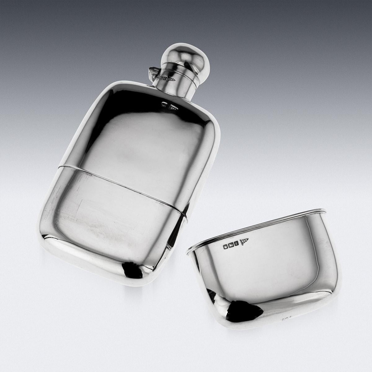 20th Century British Silver Hip Flask & Cup, Walker & Hall, c.1915 For Sale 1