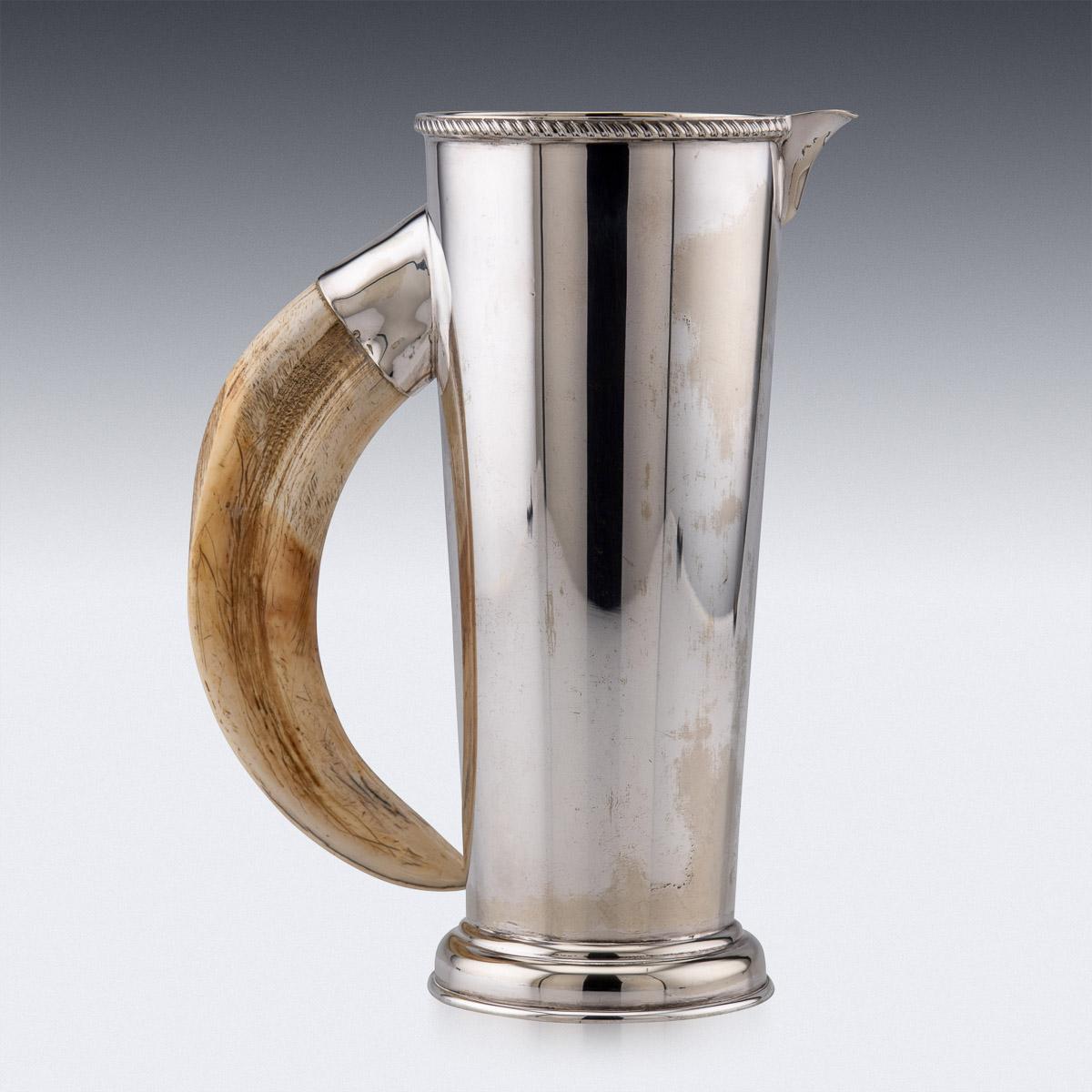 20th Century British Silver Plated & Boar Tusk Cocktail Mixing Jug, c.1930 In Good Condition In Royal Tunbridge Wells, Kent