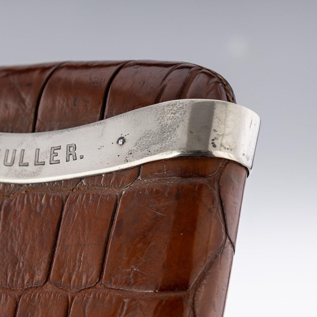 20th Century British Solid Silver & Crocodile Leather Cigar Case, London, c.1900 3